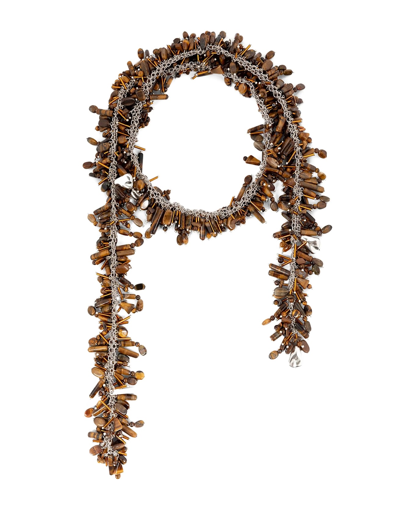 Dries Van Noten 
embroidered Scarf
 Necklace - Brown