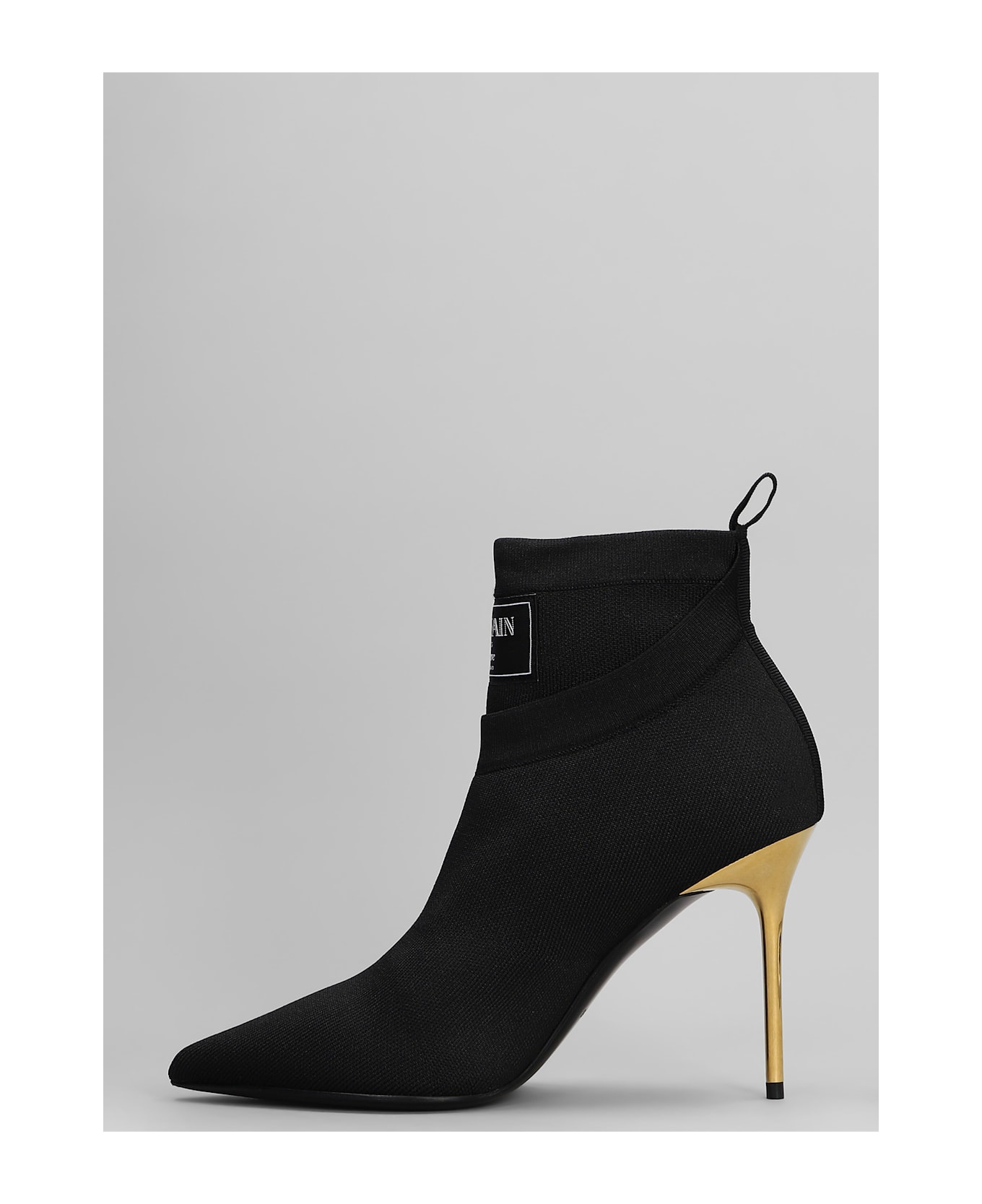 Balmain Ankle Boot High Heels Ankle Boots In Black Cotton - black