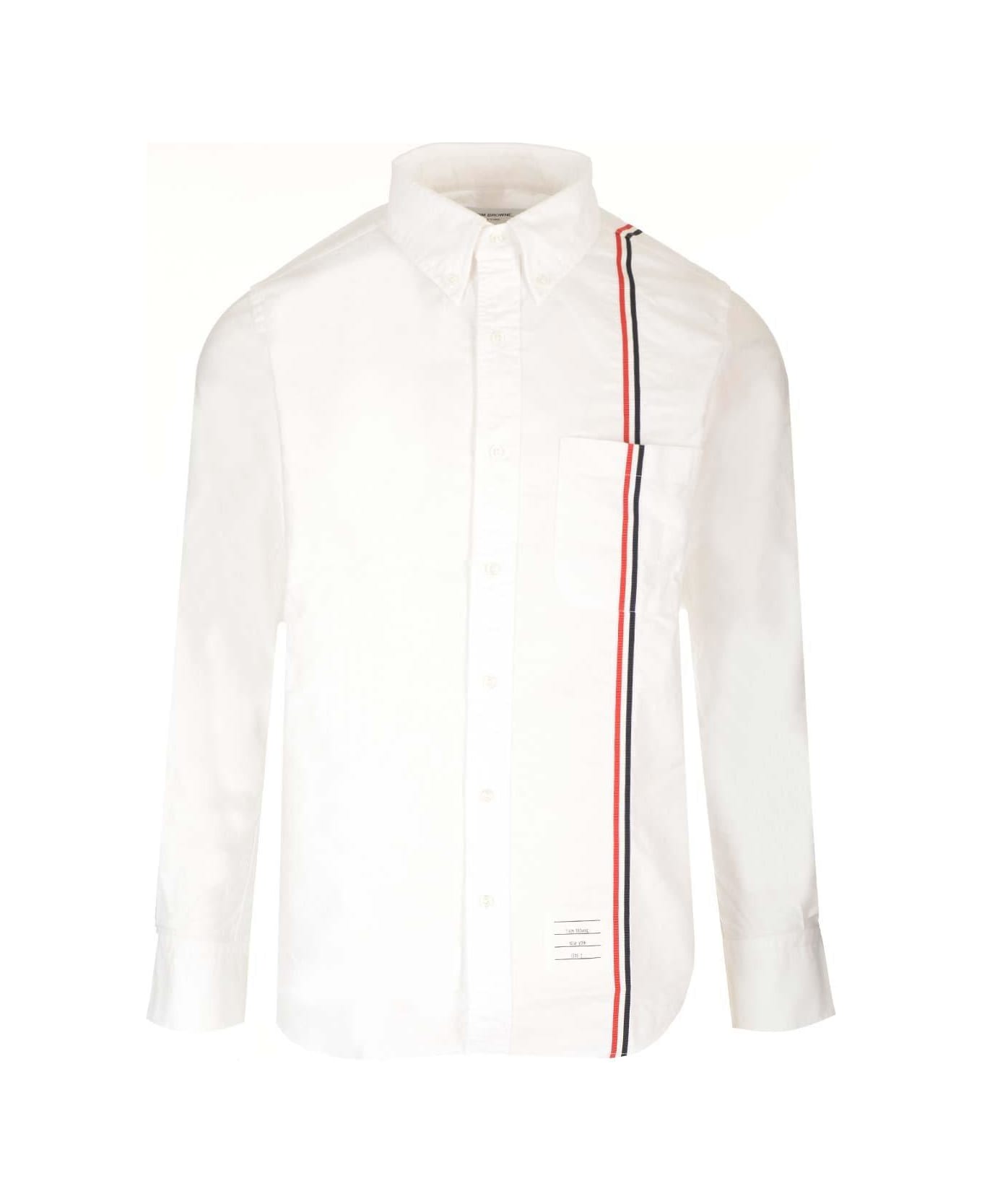 Thom Browne Rwb Striped Buttoned Shirt - White シャツ