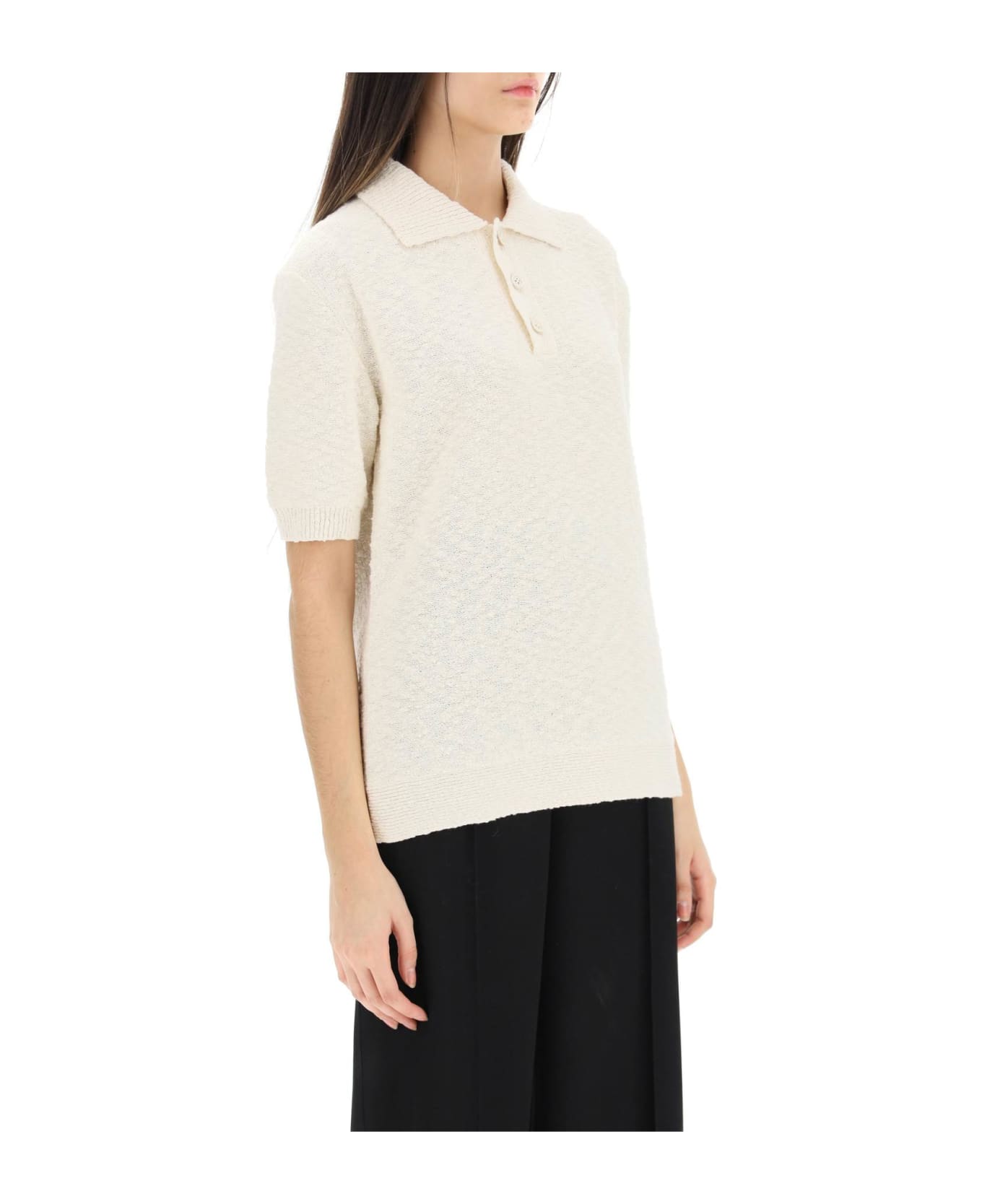 Maison Margiela Rib Trim Knit Polo Shirt - OFF WHITE (White)