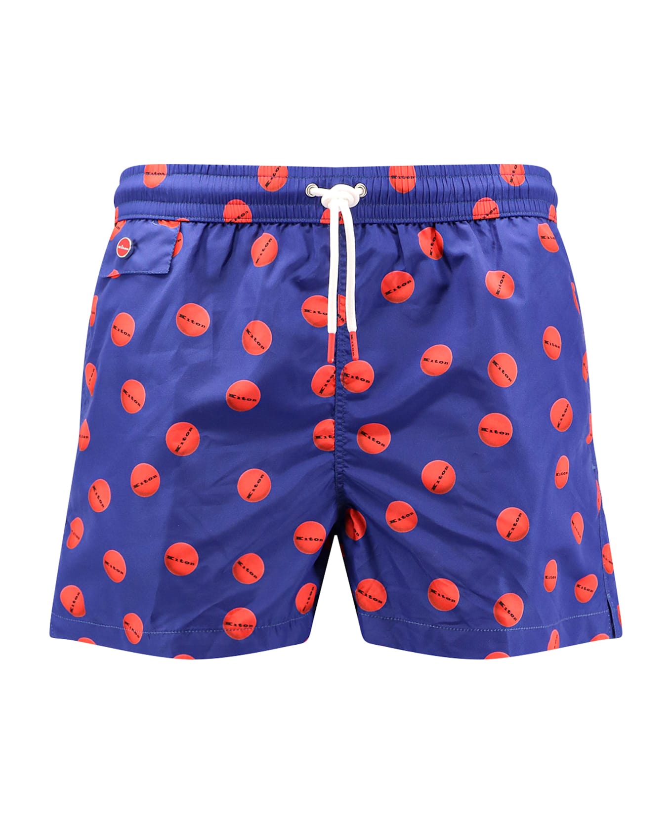 Kiton Nylon Swim Trunk With All-over Print - Blue