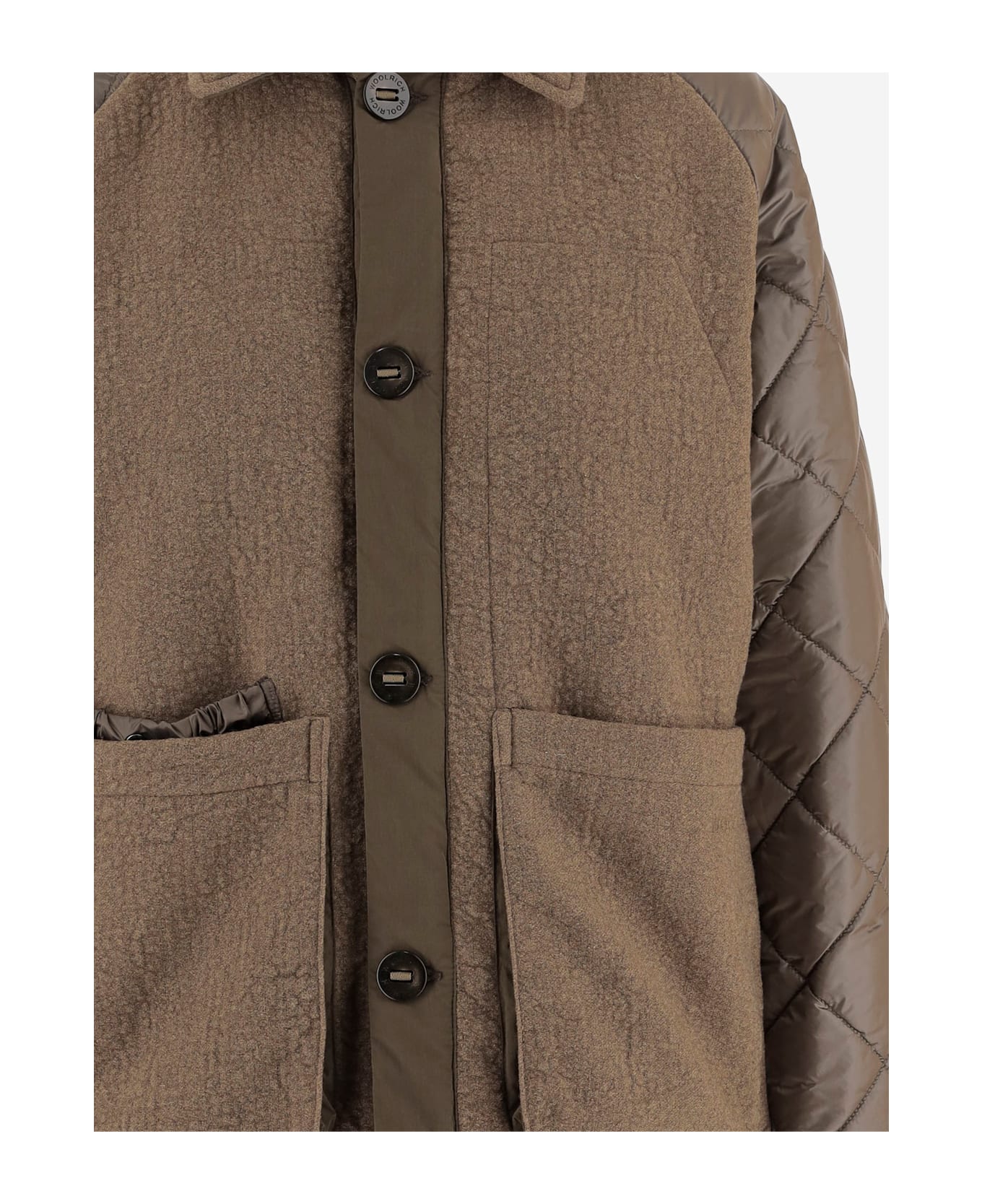 Woolrich Hybrid Military Jacket In Italian Wool And Cotton Blend By Todd Snyder - Brown