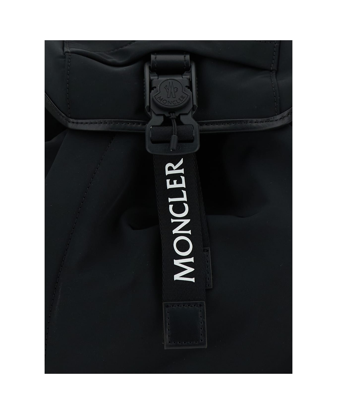 Moncler 
trick
 Black Backpack With Logo Print In Nylon Woman - Black