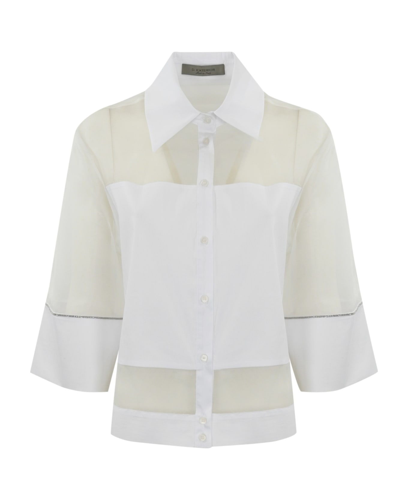 D.Exterior Poplin And Organza Shirt - Bianco