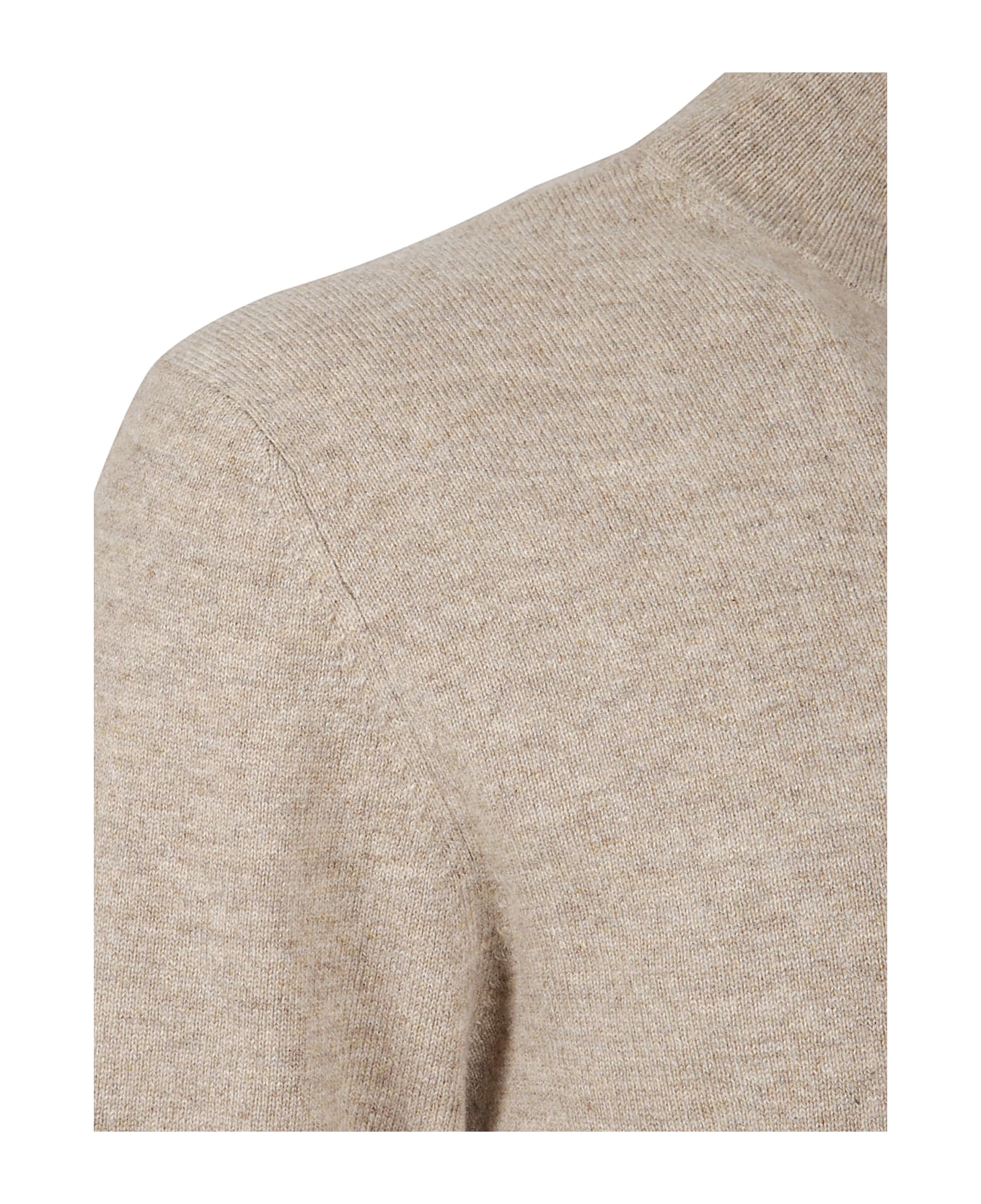 Ballantyne T Neck Zipped Cardigan - Beige
