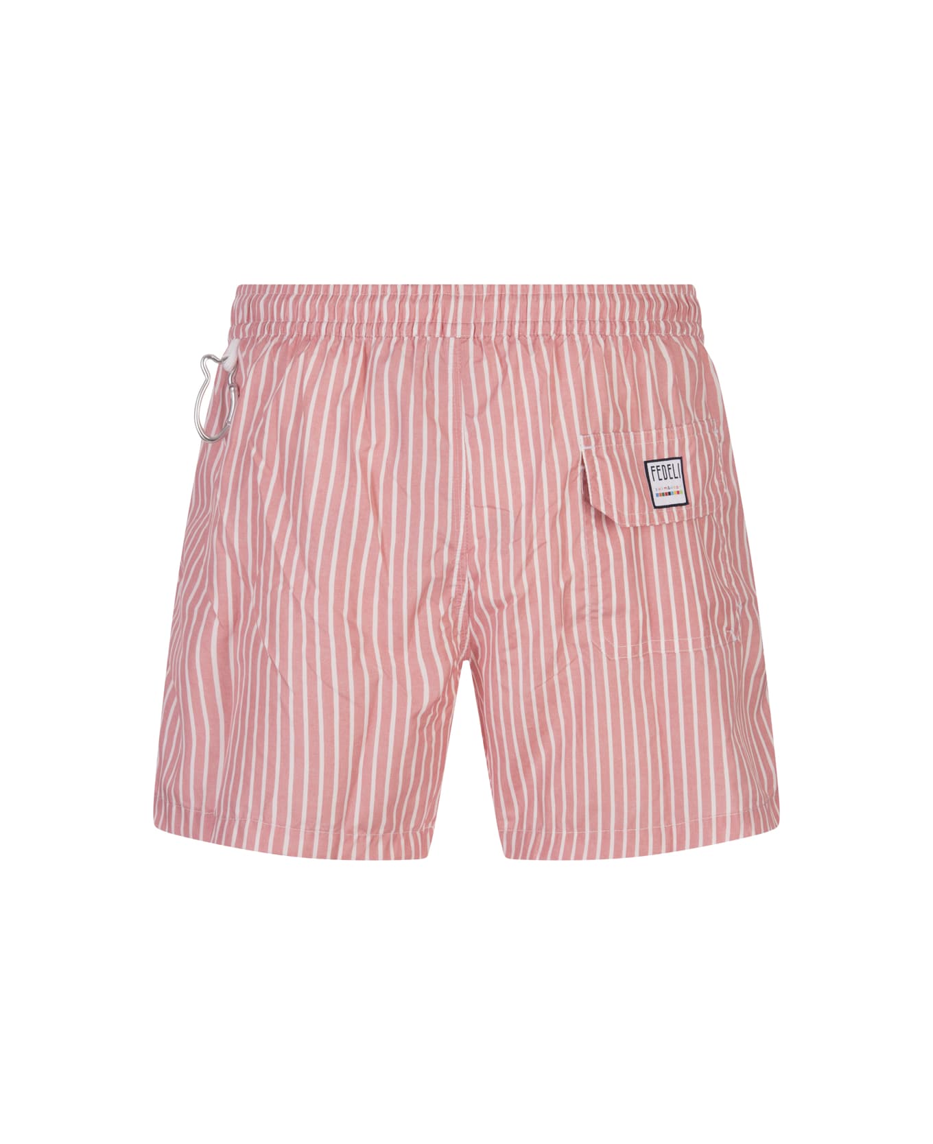 Fedeli Pink And White Striped Swim Shorts - Pink