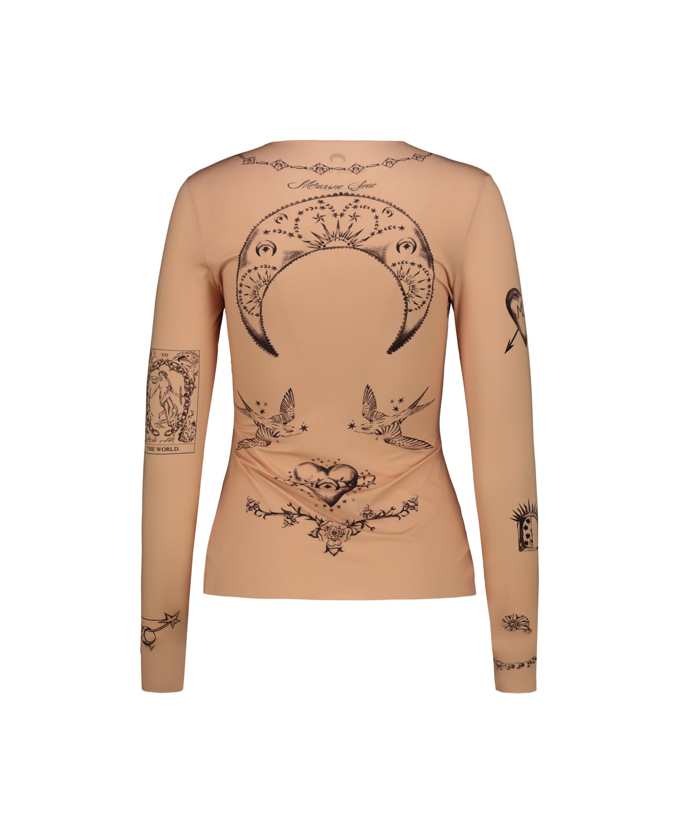 Marine Serre Second Skin Round Neck Top - Light Tan