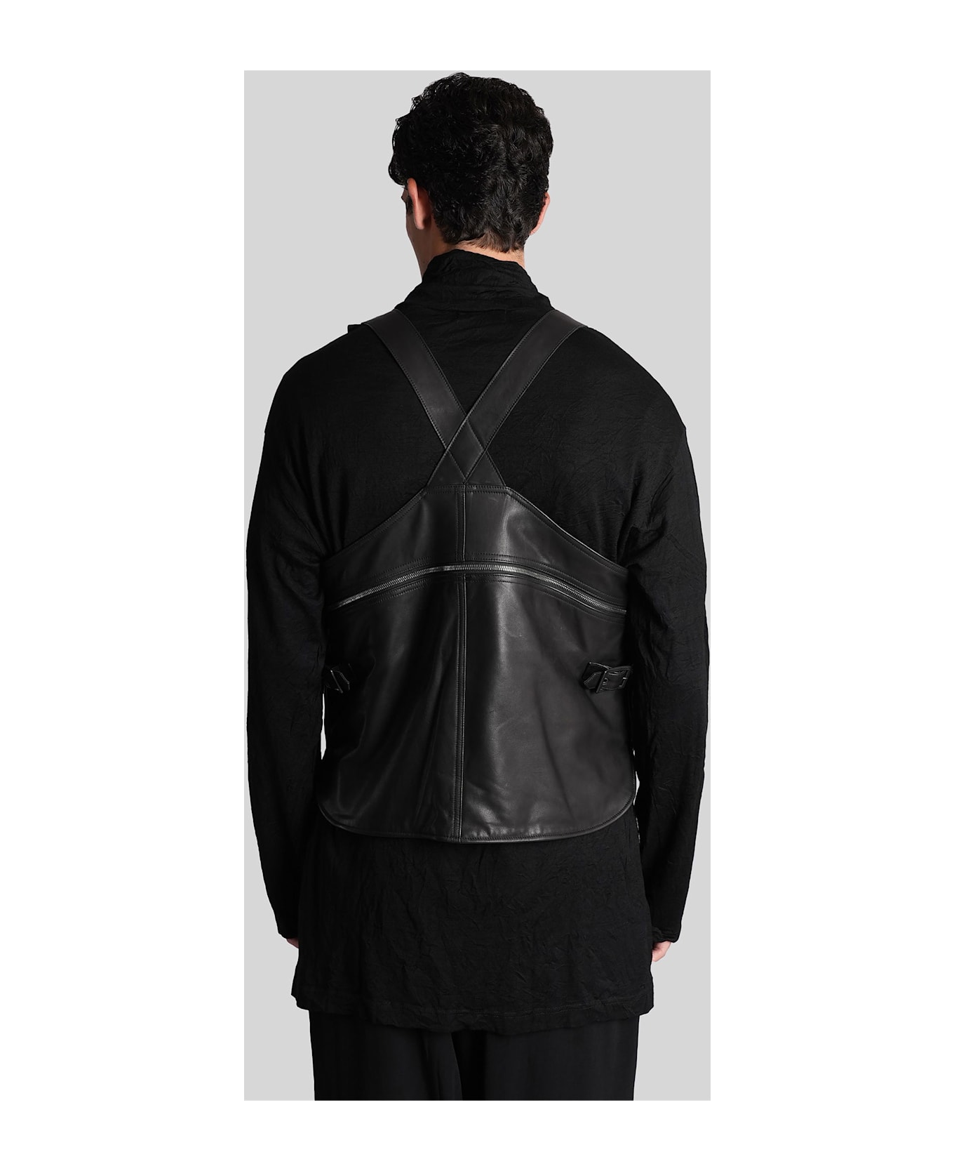 Yohji Yamamoto Vest In Black Leather - black
