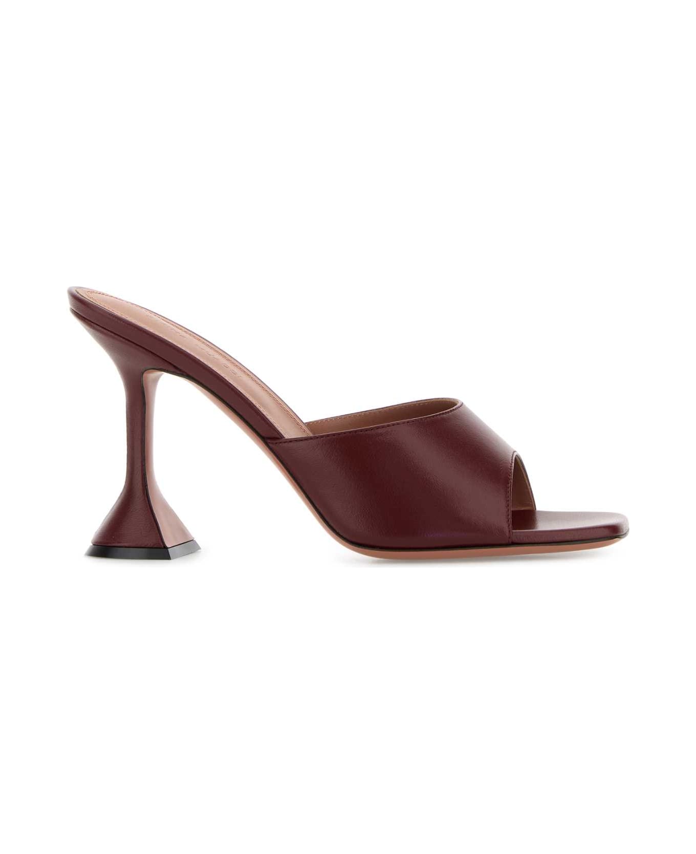 Amina Muaddi Grape Nappa Leather Lupita Mules - WINE95MMCLHEEL