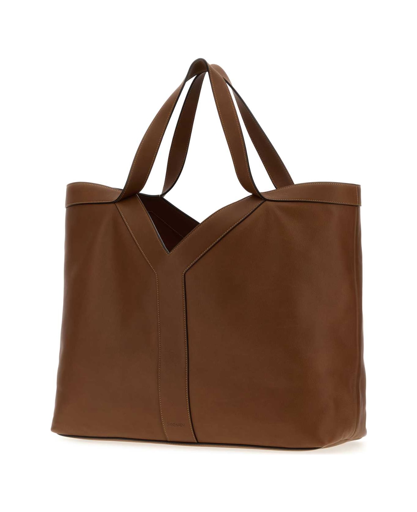 Saint Laurent Brown Leather Oversize Shopping Bag - BRICKEBONY