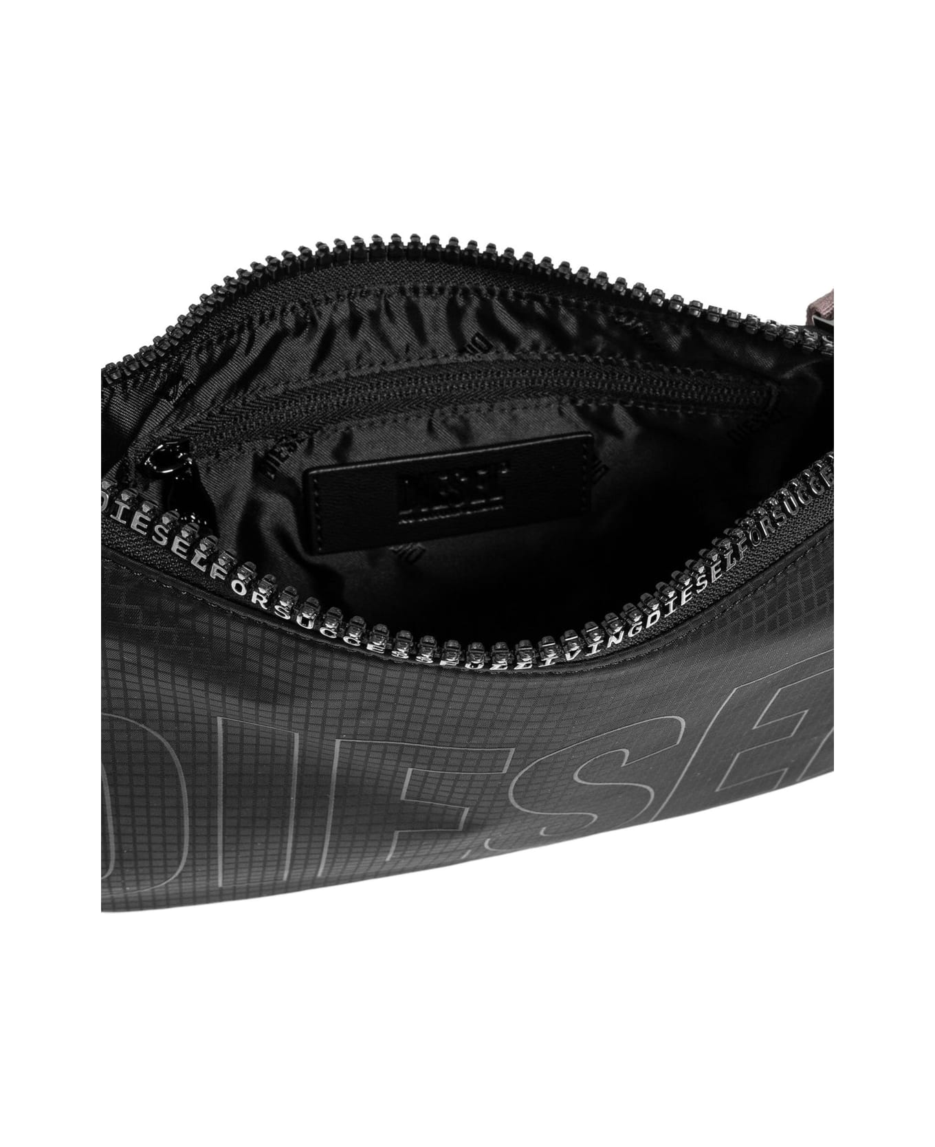 Diesel Zip-d-zip-d Logo Printed Shoulder Bag - Black