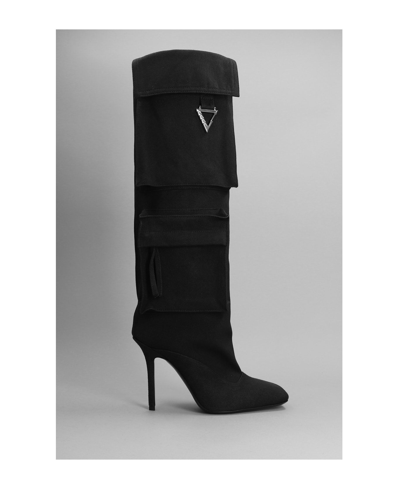 The Attico Sienna Tube  High Heels Boots In Black Canvas - black