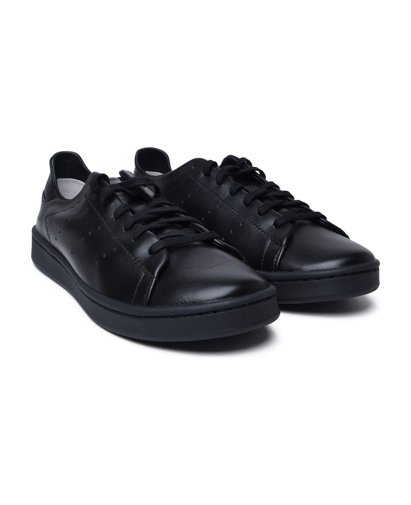 Y-3 Black Leather Sneakers - BLACKBLACKBLACK スニーカー