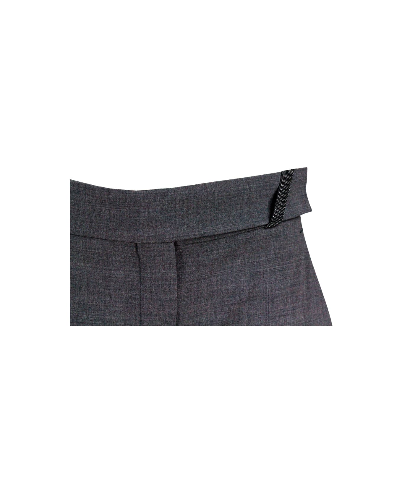 Brunello Cucinelli Cigarette Trousers With Jewels At The Waist - Grey