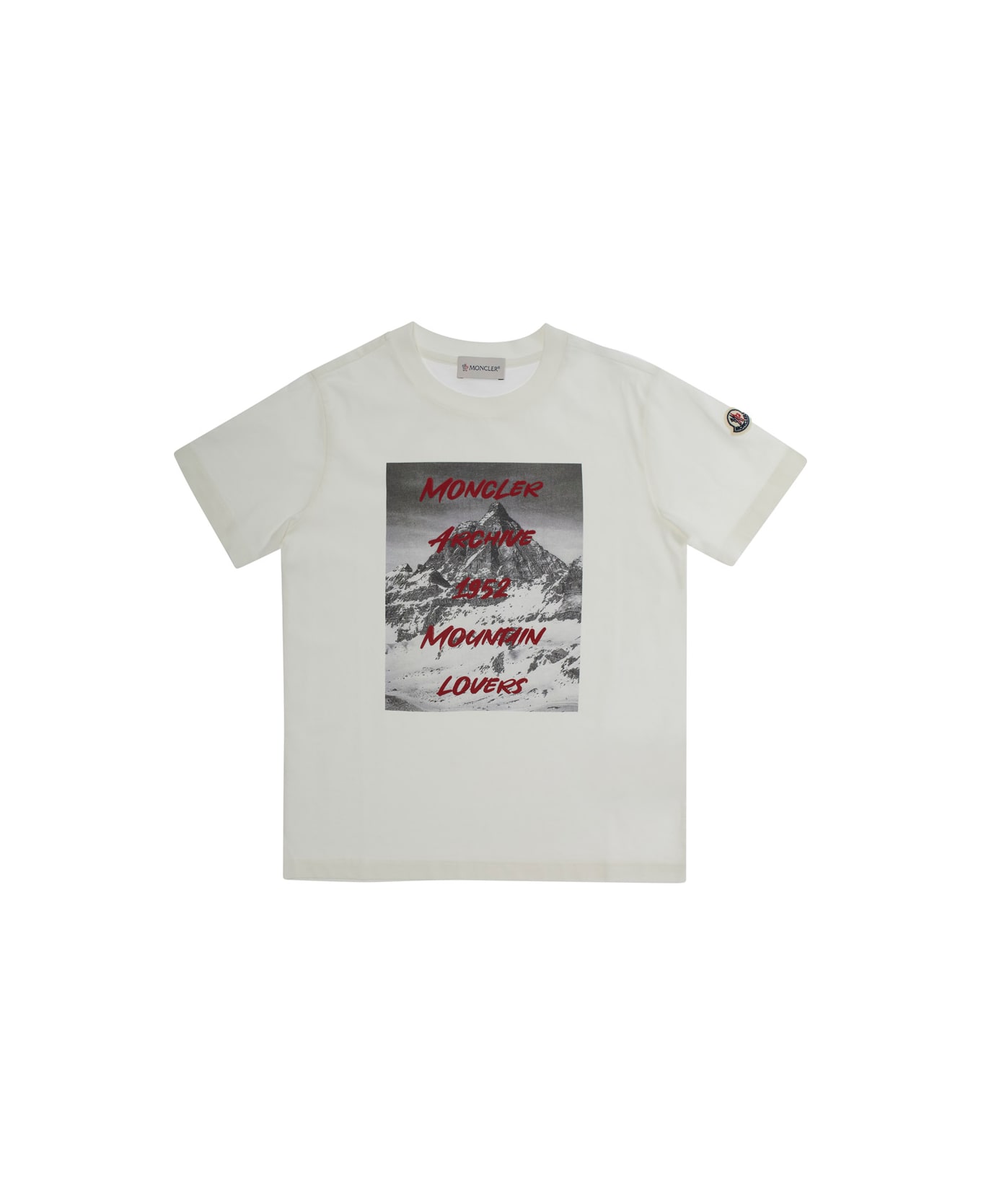 Moncler White T-shirt With Graphic Print In Cotton Boy - White