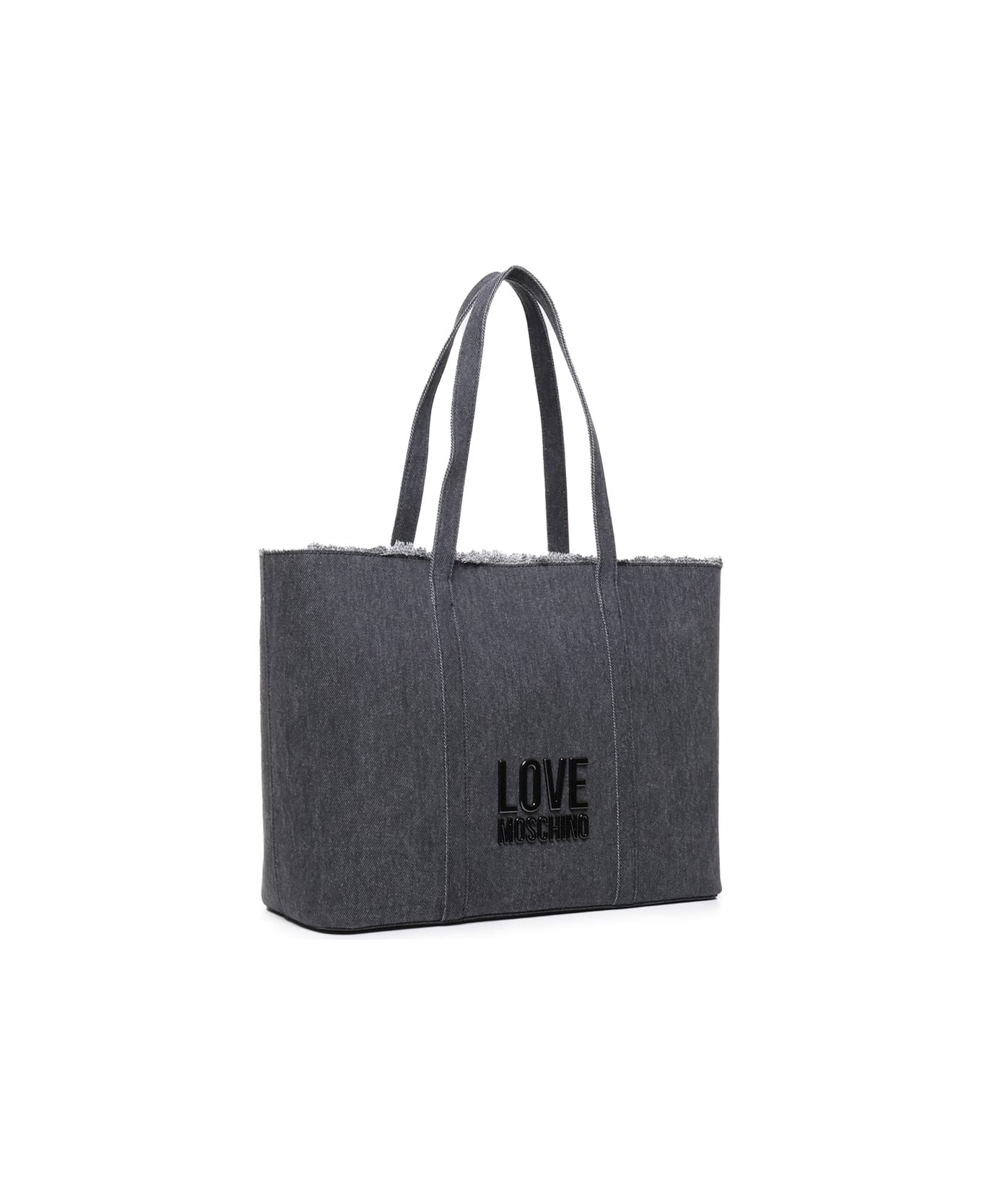 Love Moschino Denim Icon Cotton Shopper Bag - Nero トートバッグ