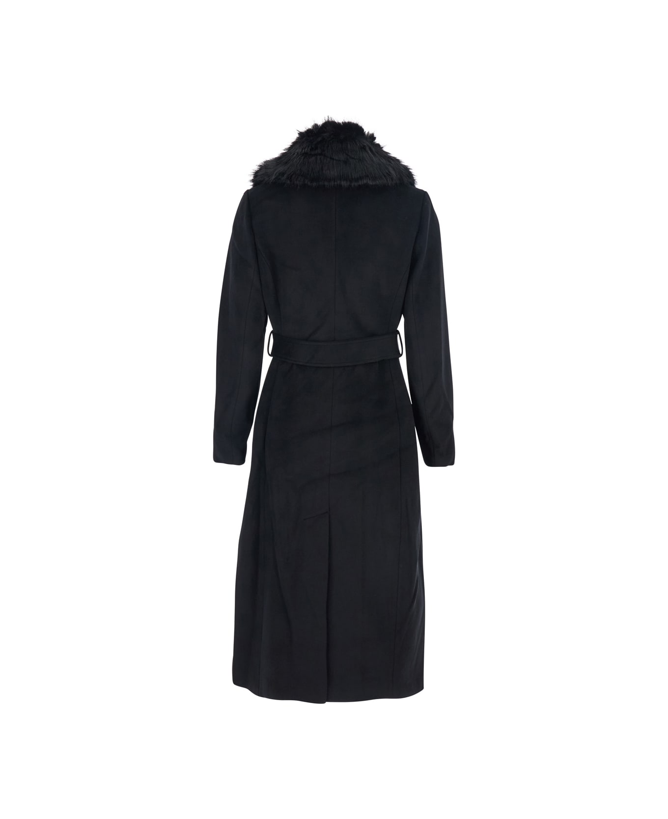 MICHAEL Michael Kors Black Coat With Classic Lapels With Removable Fur In Wool Blend Woman - Black