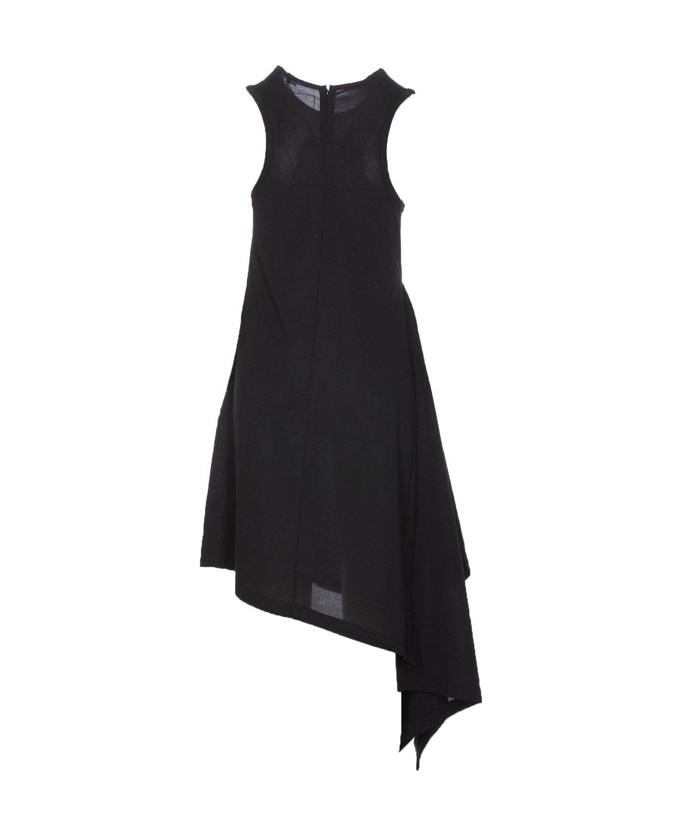 Y-3 Sleeveless Draped Asymmetric Dress - BLACK