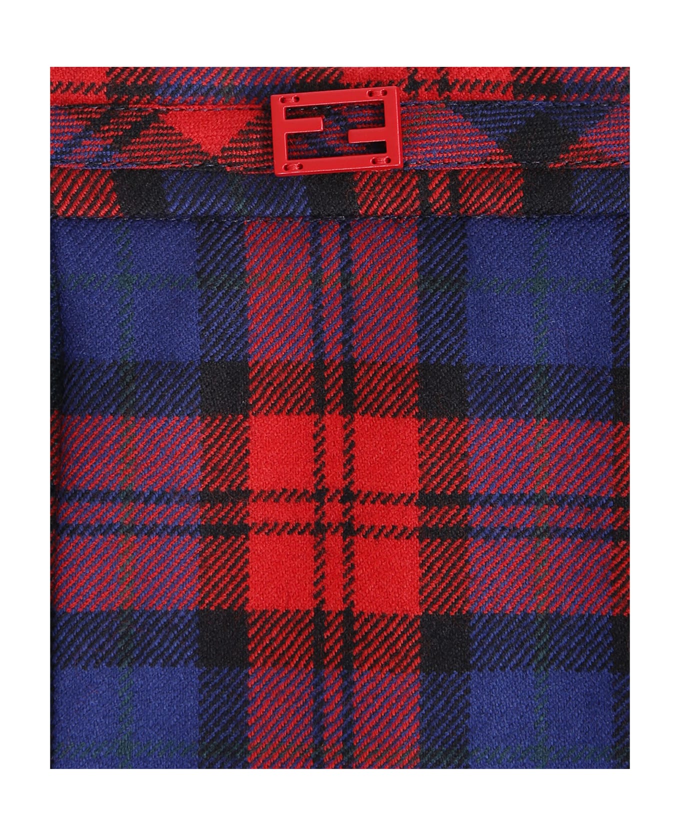 Fendi Red And Blue Checked Skirt For Baby Girl - Red