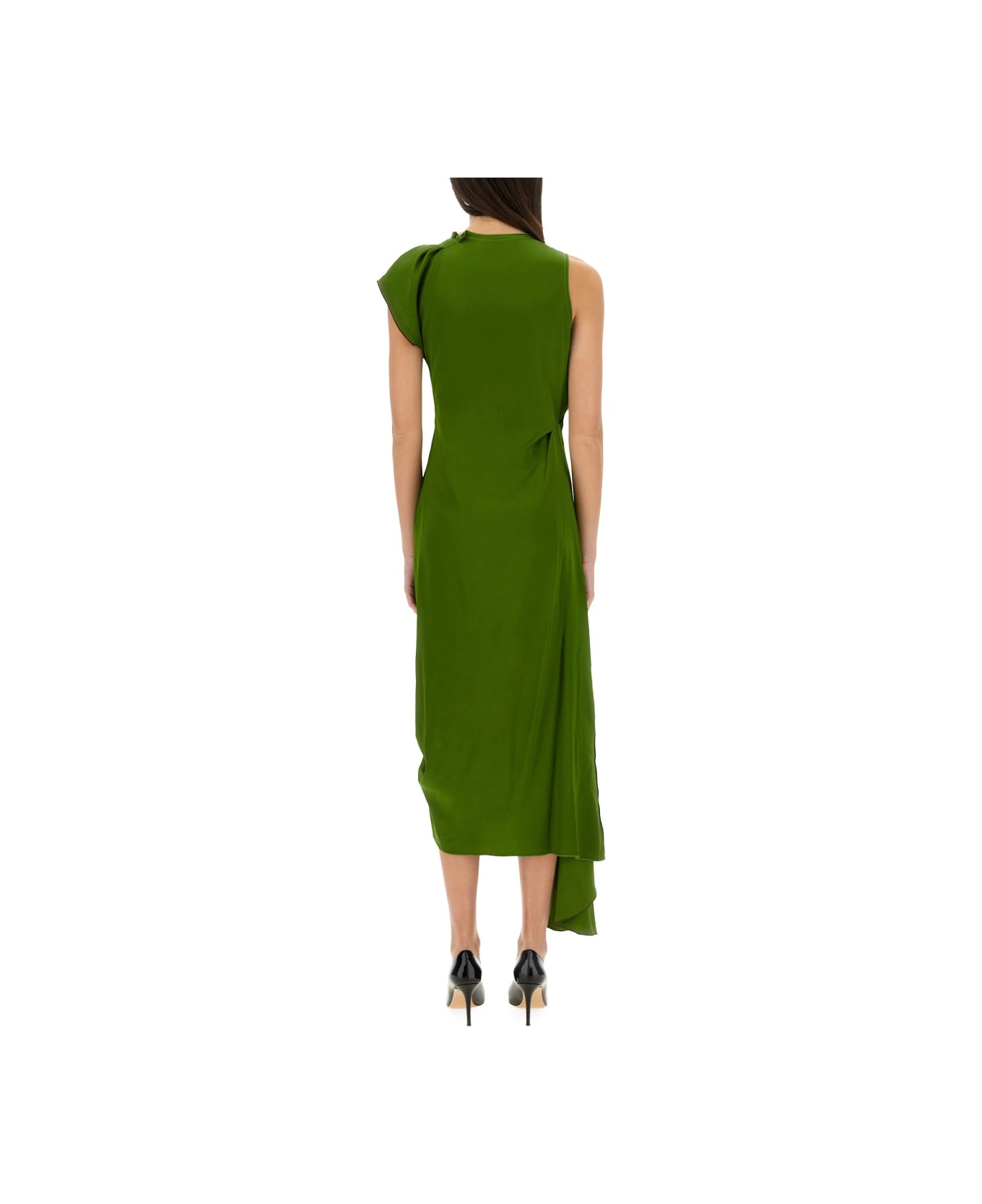 Victoria Beckham Draped Midi Dress - GREEN