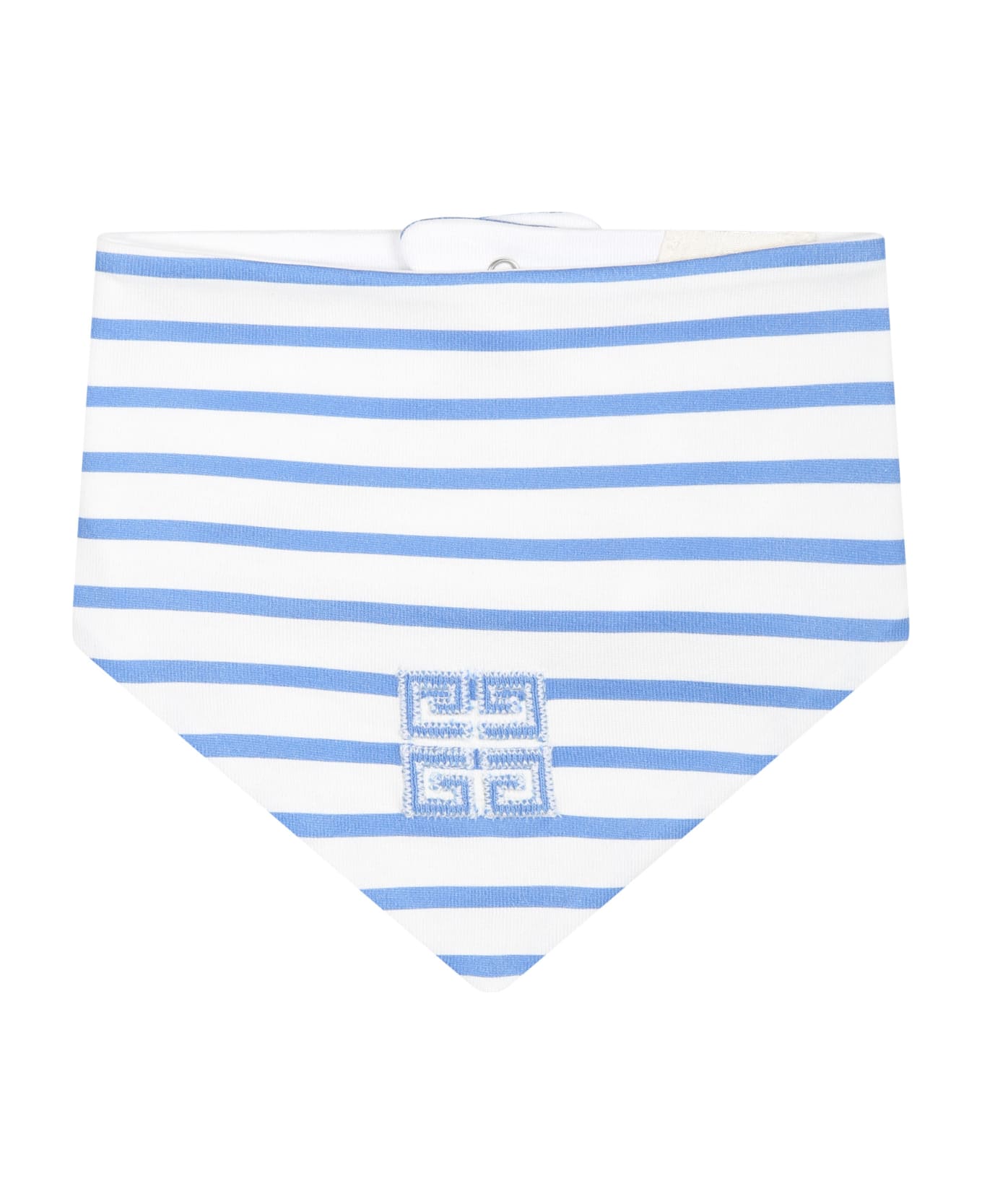 Givenchy Light Blue Romper For Baby Boy With Stripes And Logo - Blu