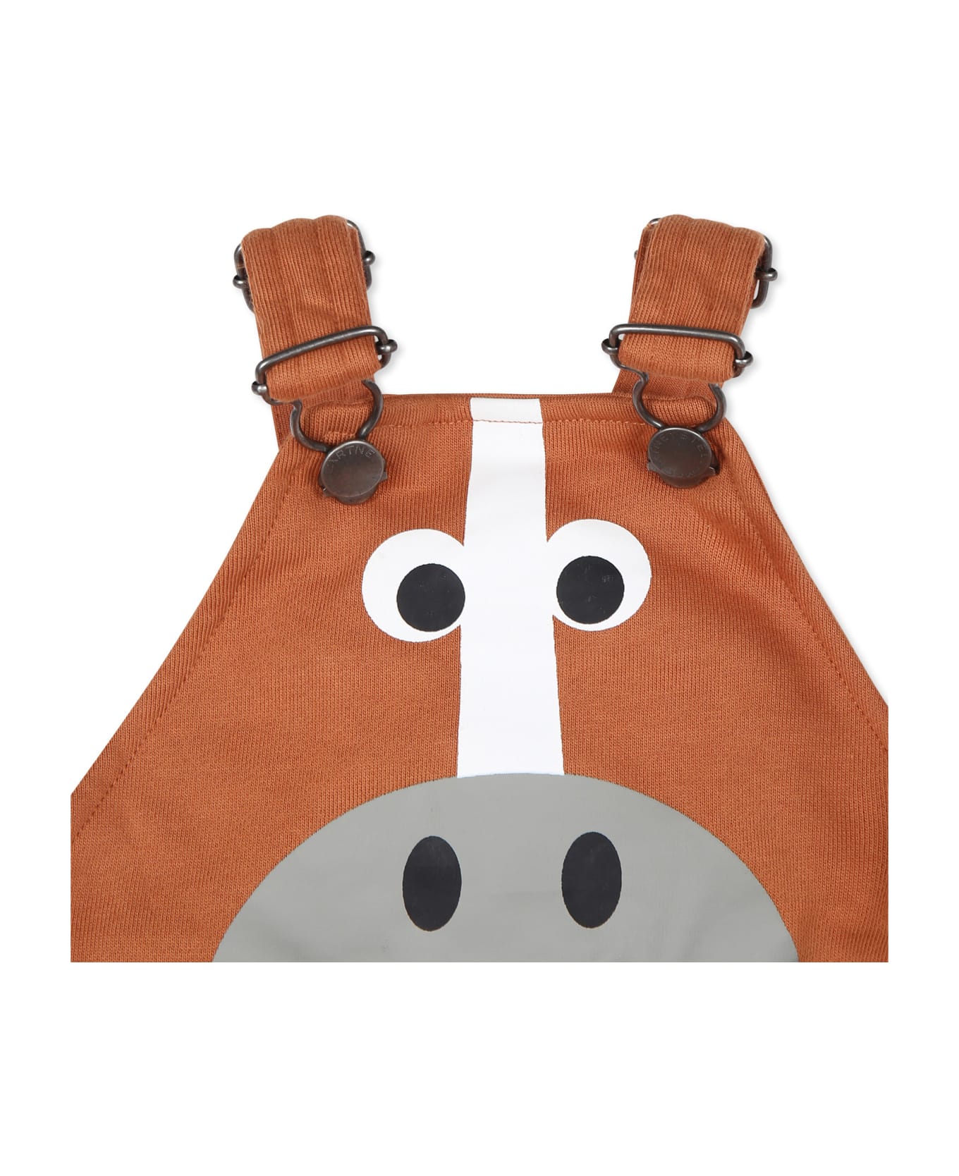 Stella McCartney Kids Brown Dungarees For Newborns With Crotch And Fringes - Brown