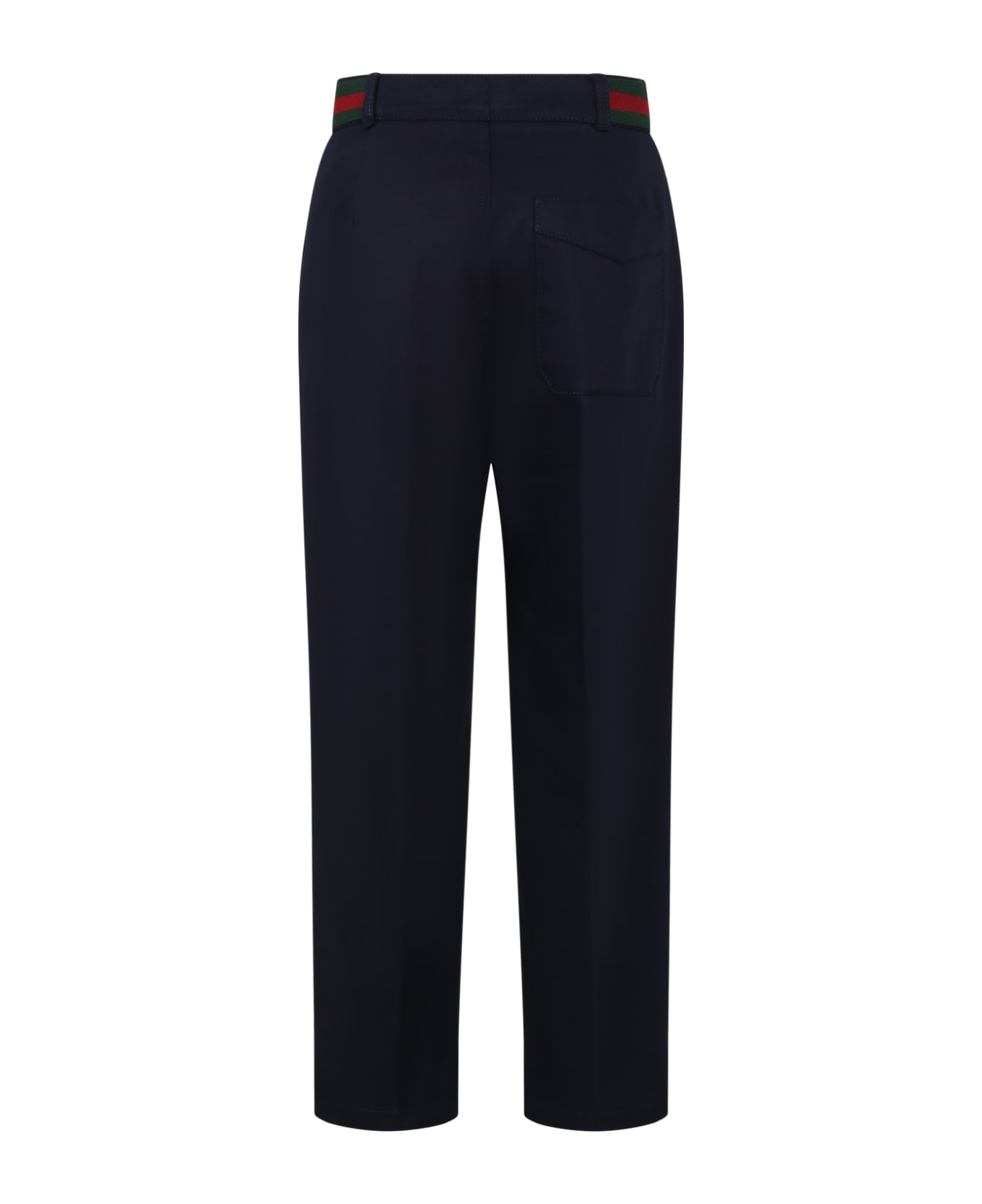 Gucci Blue Trousers For Boy With Web Detail - Blue