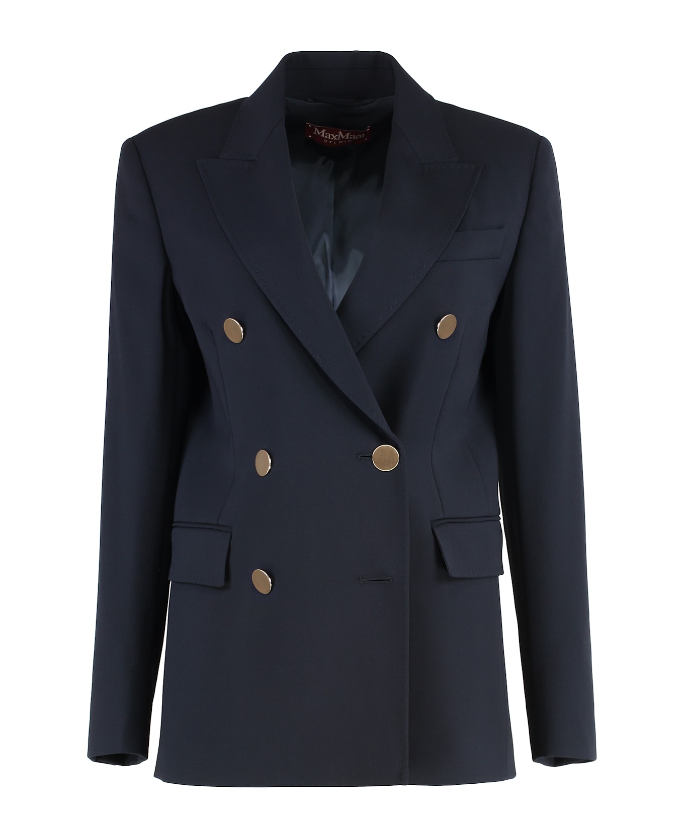 Max Mara Studio Edicola Double-breasted Wool Blazer - blue