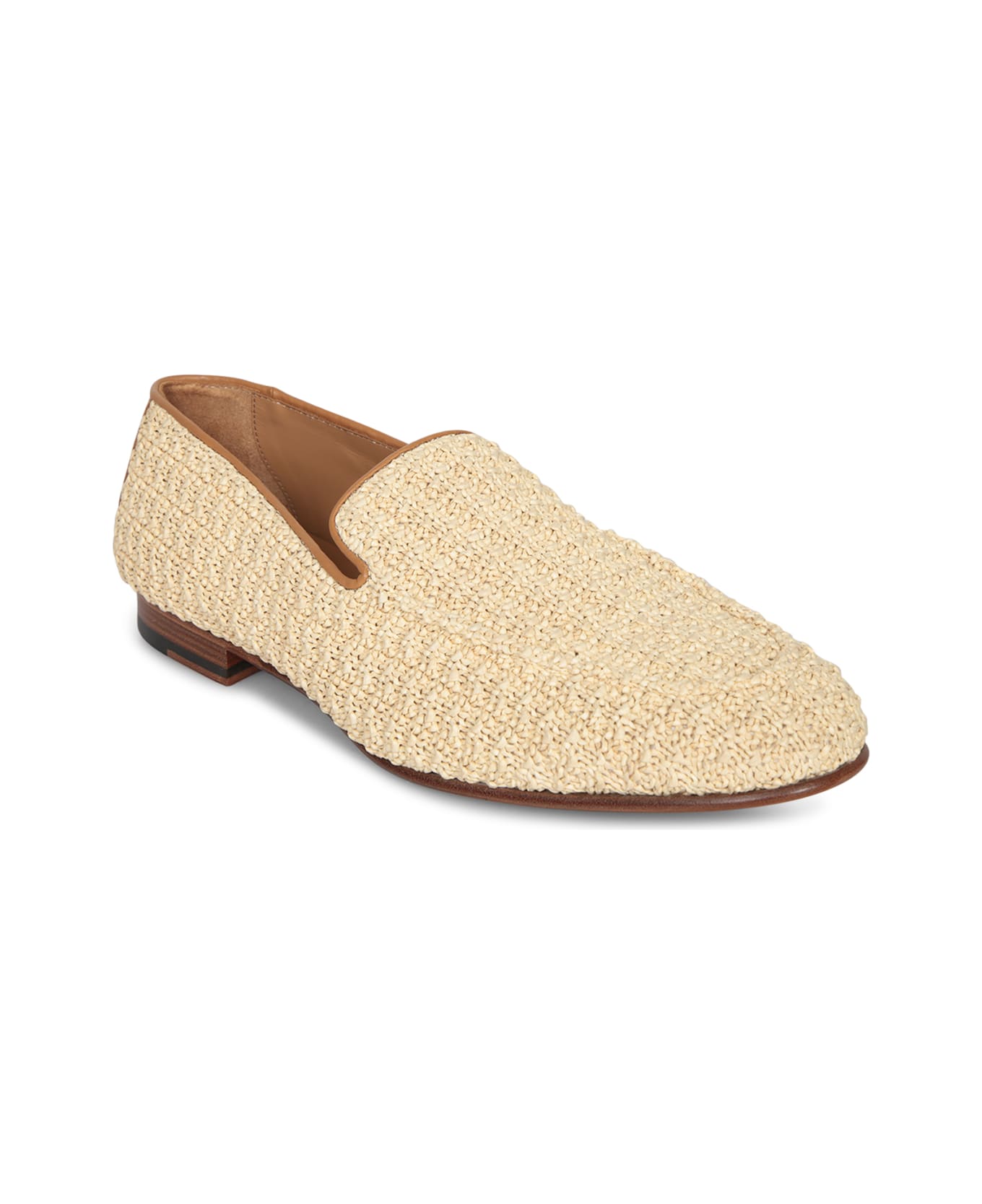 Canali Beige Raffia Loafer - Beige