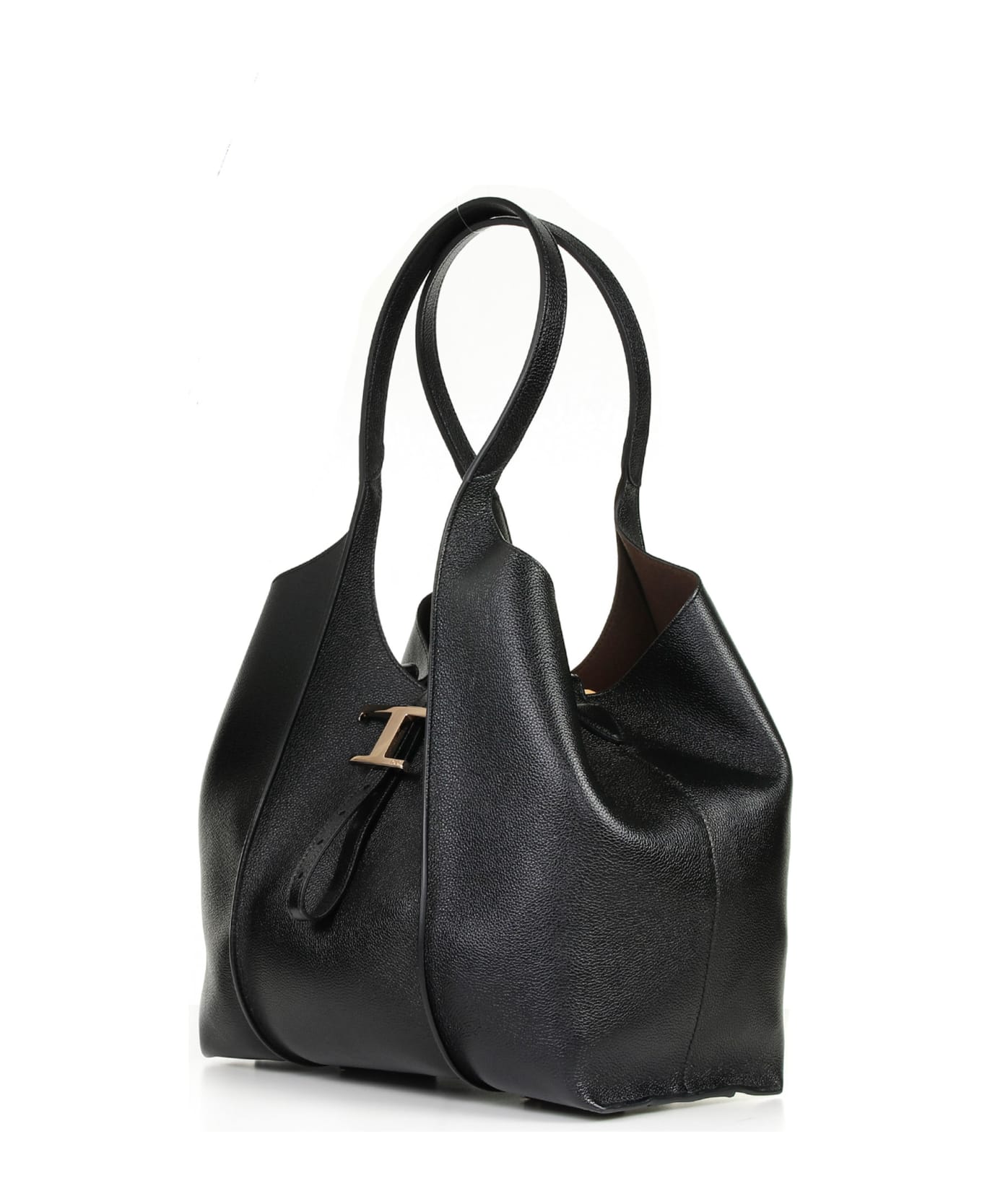 Tod's T Timeless Shopping Bag In Medium Leather - BLACK