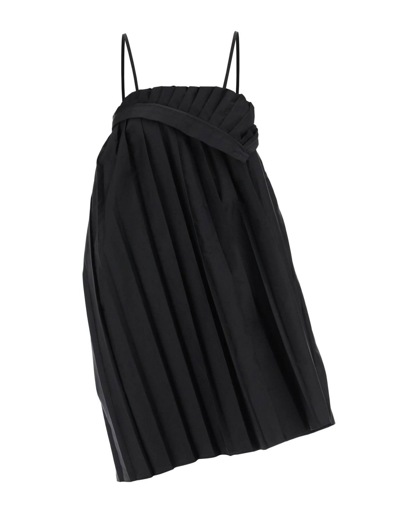 MM6 Maison Margiela Trompe L'oeil Pleated Mini Dress - BLACK (Black)