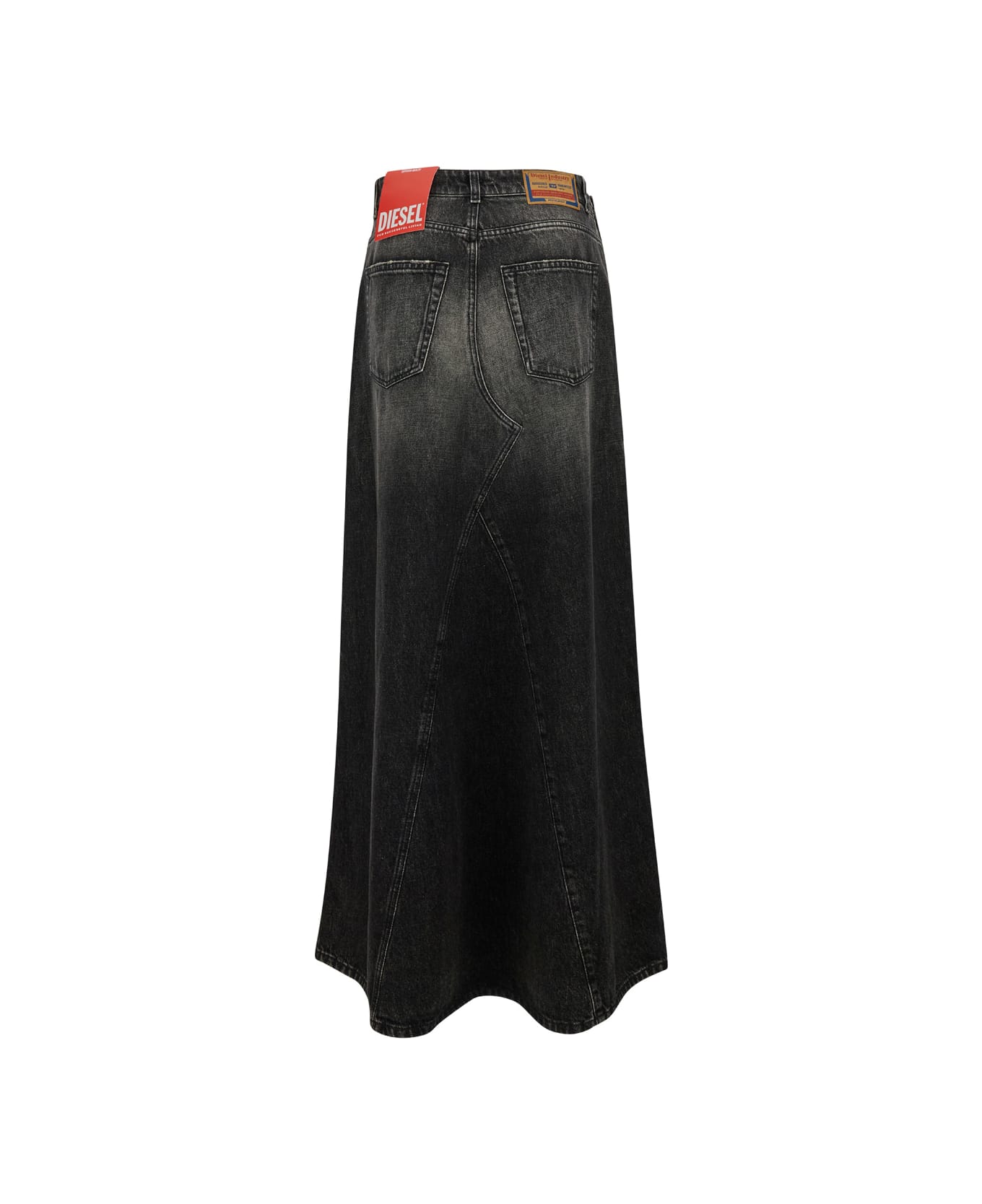 Diesel Balck Long Skirt With Oval D Detail In Denim Woman - Black