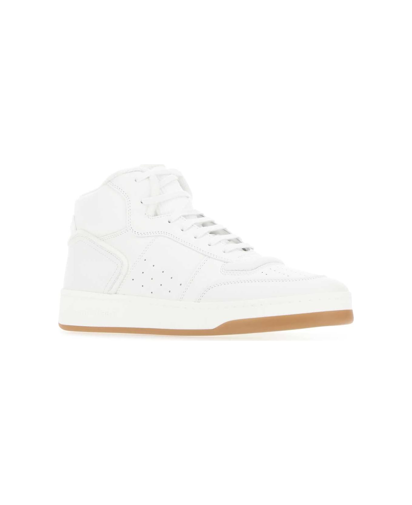 Saint Laurent White Leather Sl/80 Sneakers - White