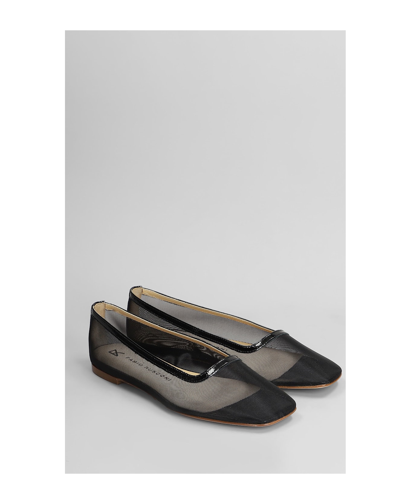 Fabio Rusconi Ballet Flats In Black Leather And Fabric - black