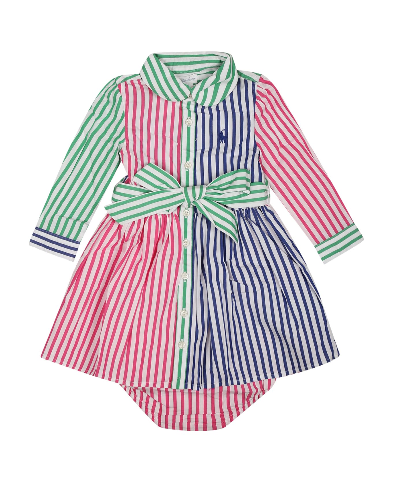Ralph Lauren White Dress For Baby Girl With Pony - Multicolor