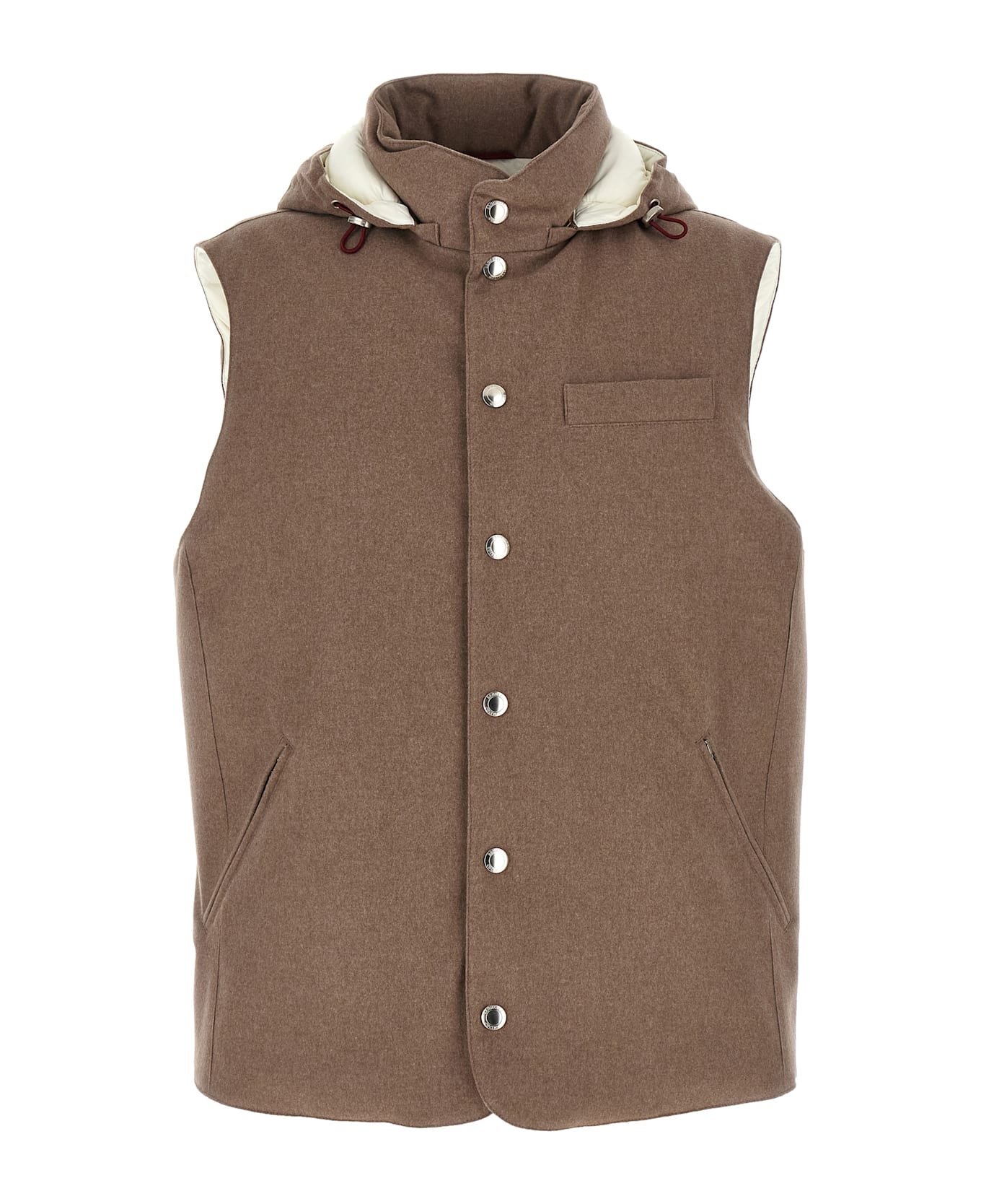 Brunello Cucinelli Padded Wool Vest - Beige