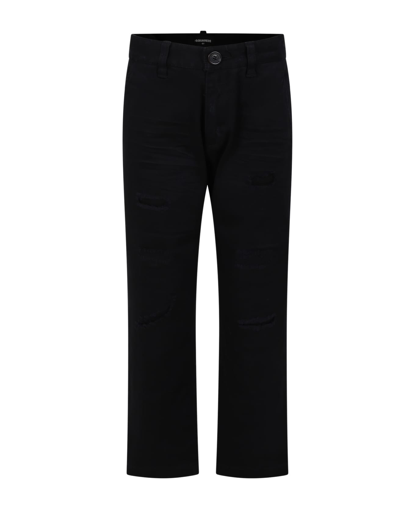Dsquared2 Black Trousers For Boy With Logo - Black