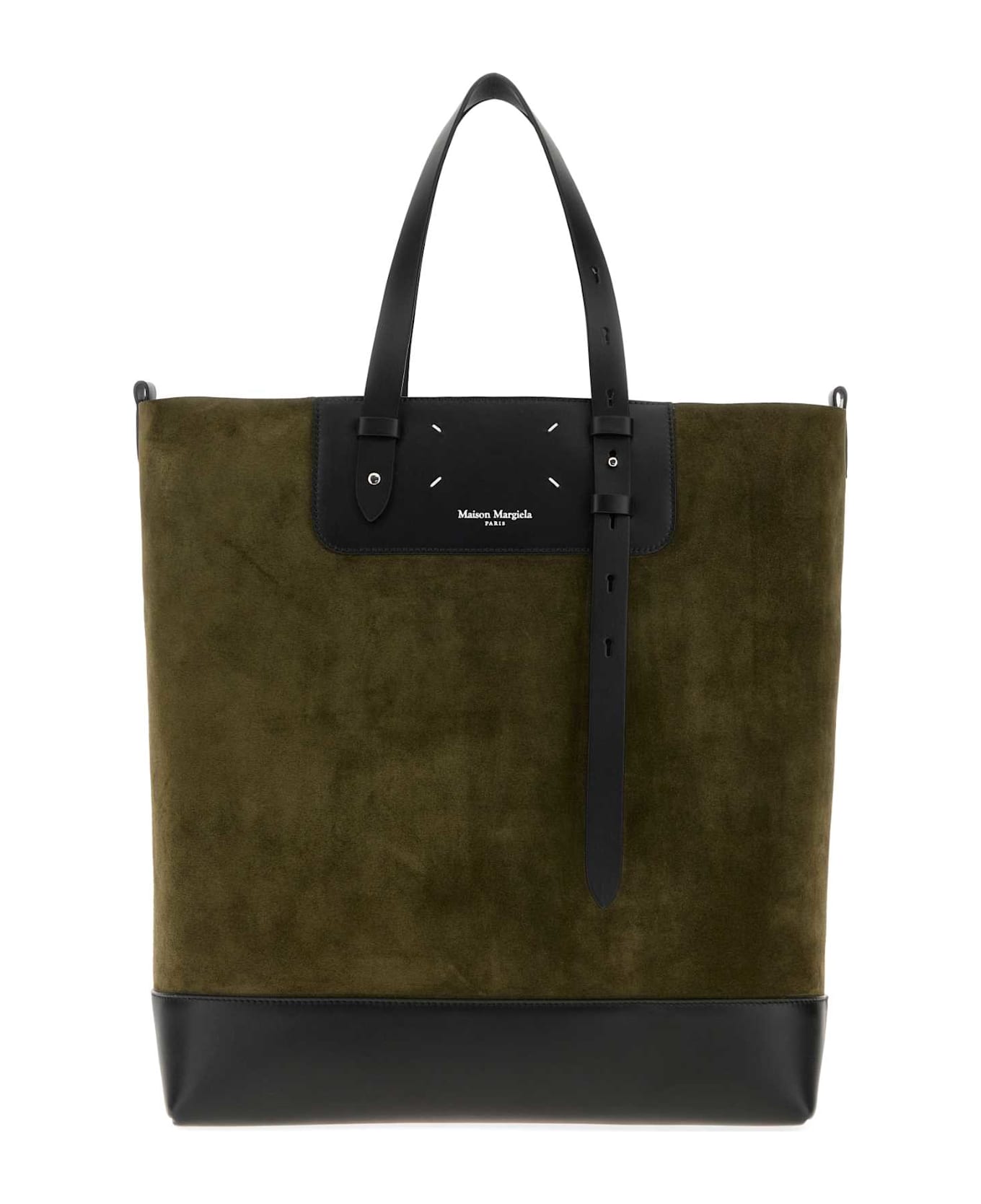 Maison Margiela Bottle Green Suede Vertical Shopping Bag - KHAKI