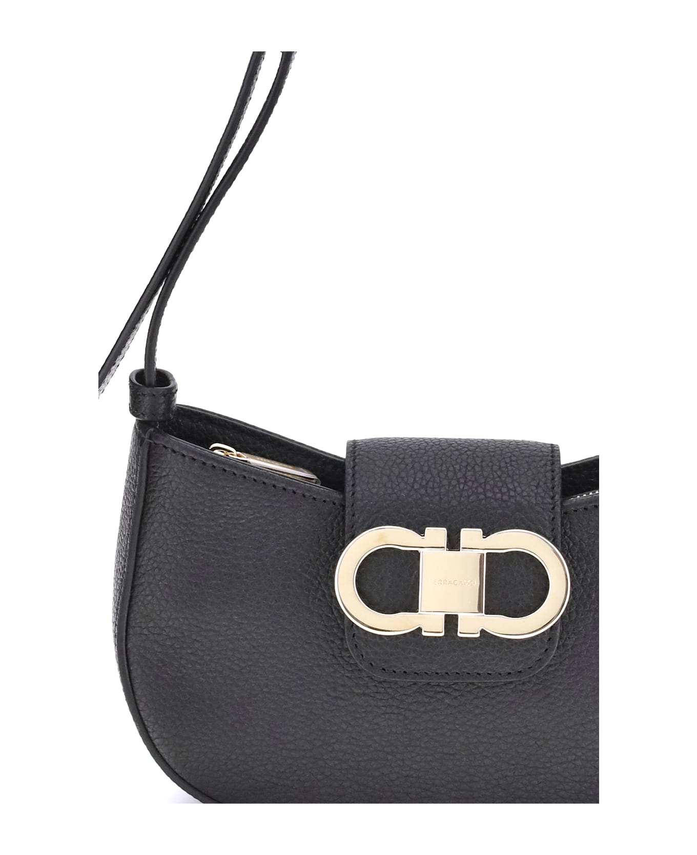 Ferragamo Gancini Shoulder Bag - BLACK