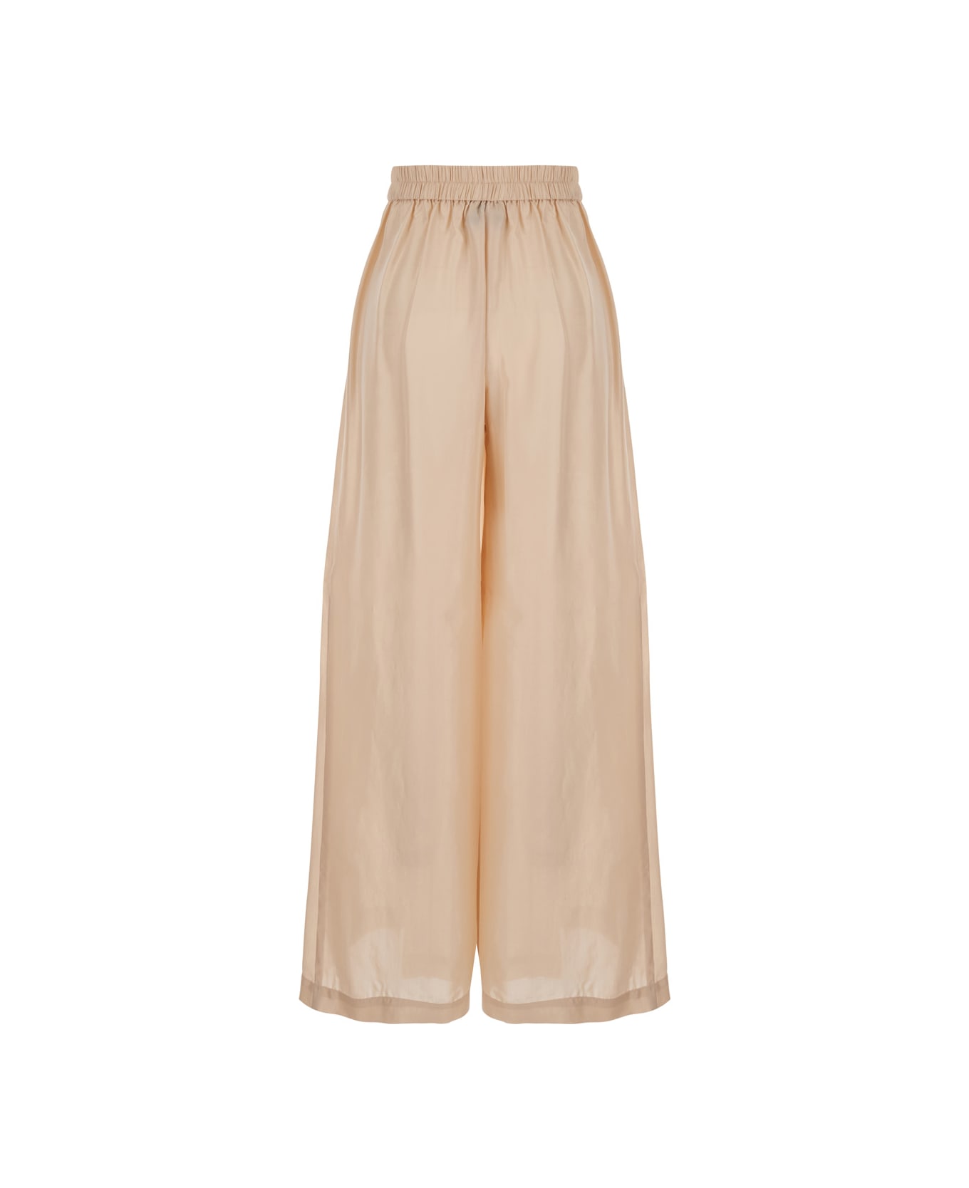 Momonì 
boto
 Beige Palazzo Pants With Pences And Rear Elastic Waist In Silk Woman - Beige
