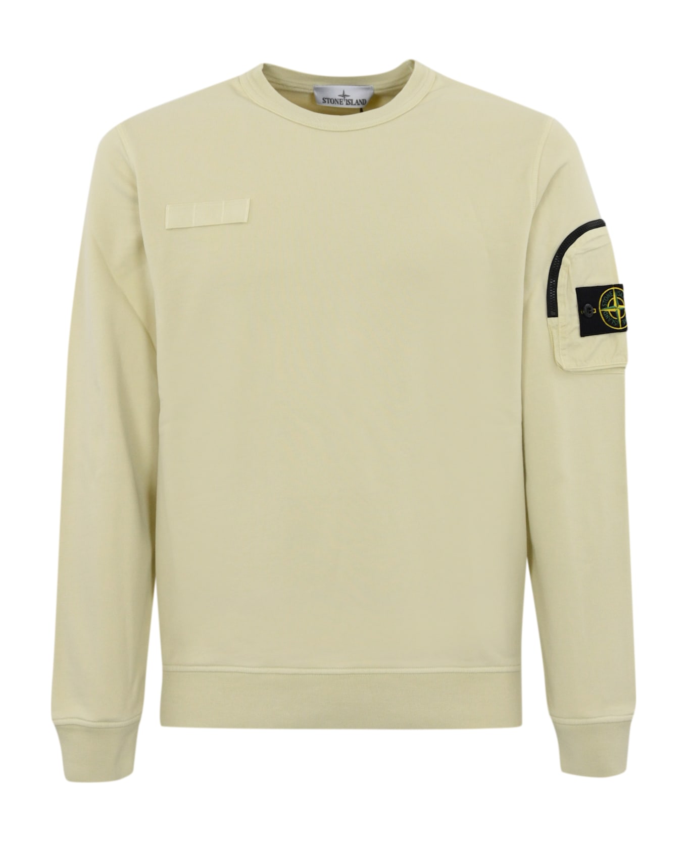 Stone Island Compass Patch Crewneck Sweatshirt - Beige