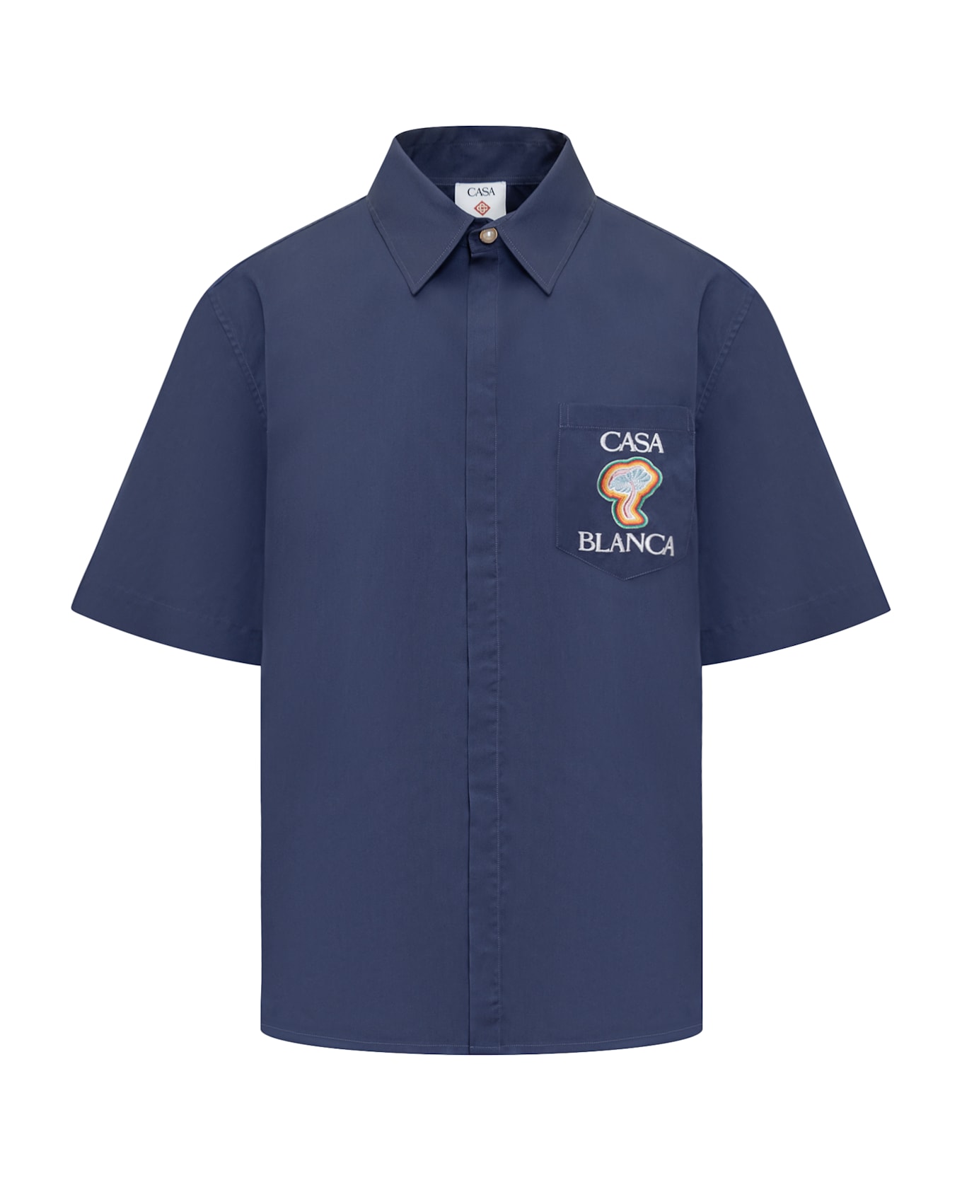 Casablanca Cuban Collar Shirt - NAVY