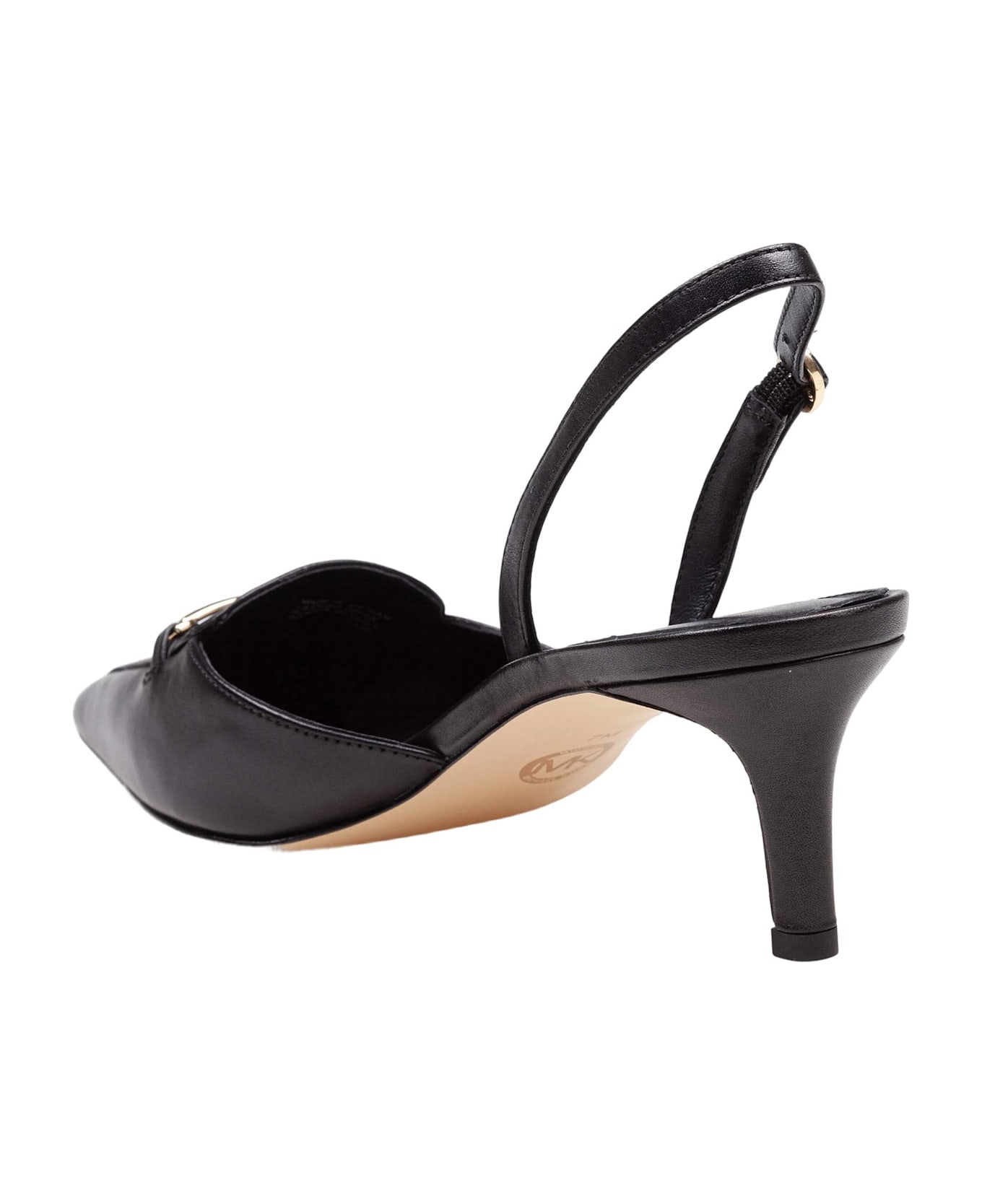 Michael Kors Lena Slingback In Black Leather - Black