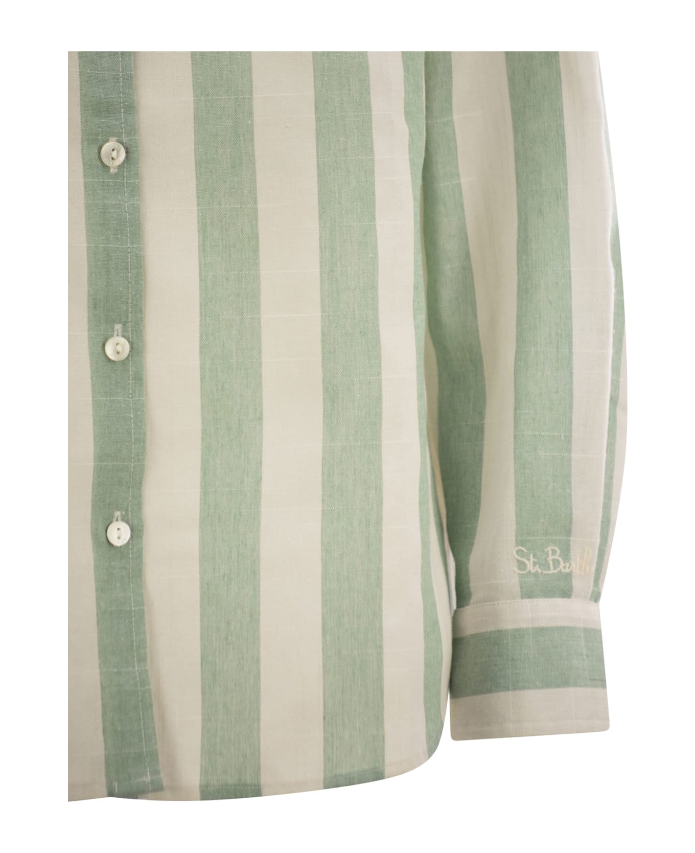 MC2 Saint Barth Meredith - Patterned Cotton Blend Shirt - White/green
