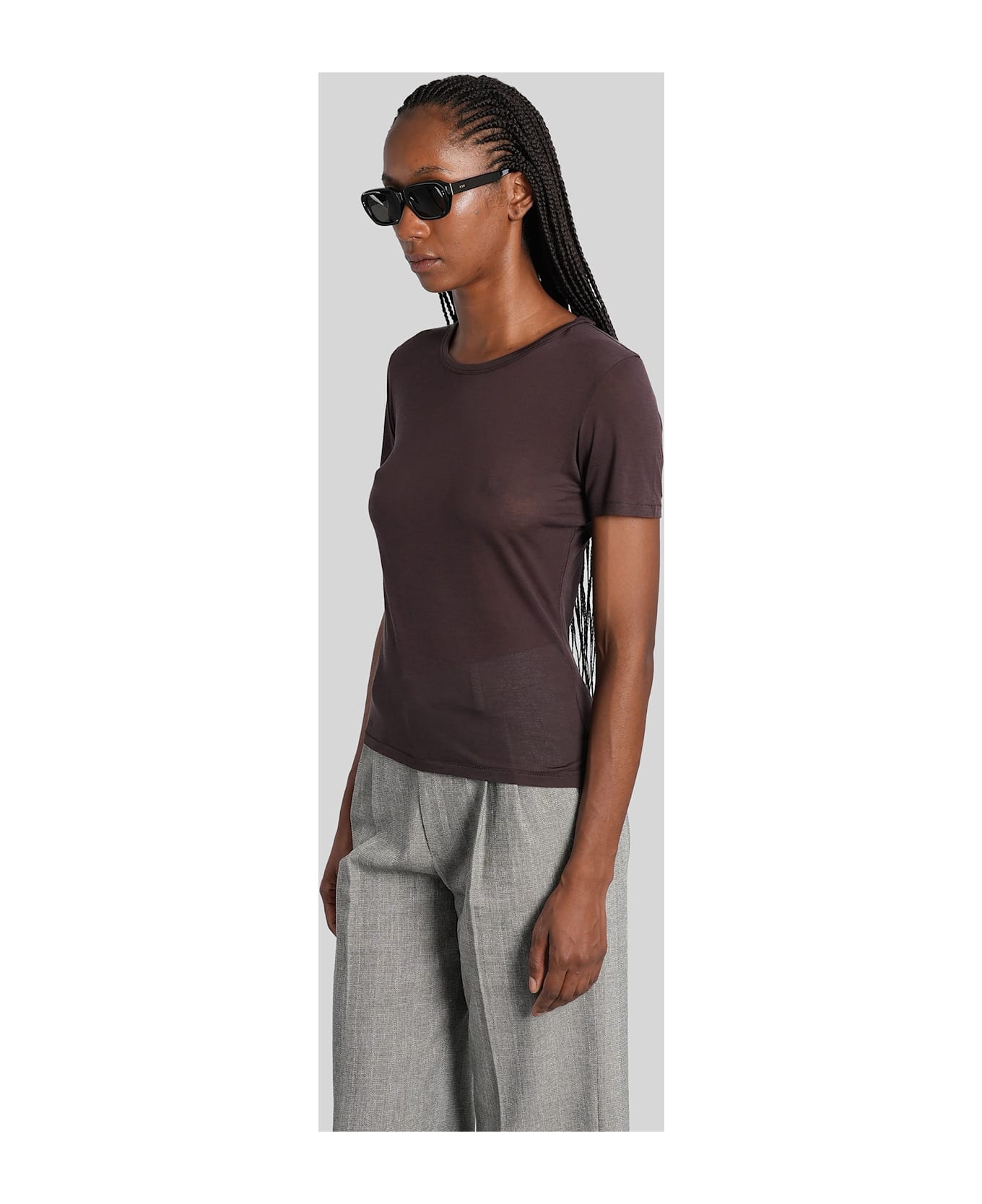 Anine Bing Sylvie T-shirt In Brown Wool And Polyester - brown