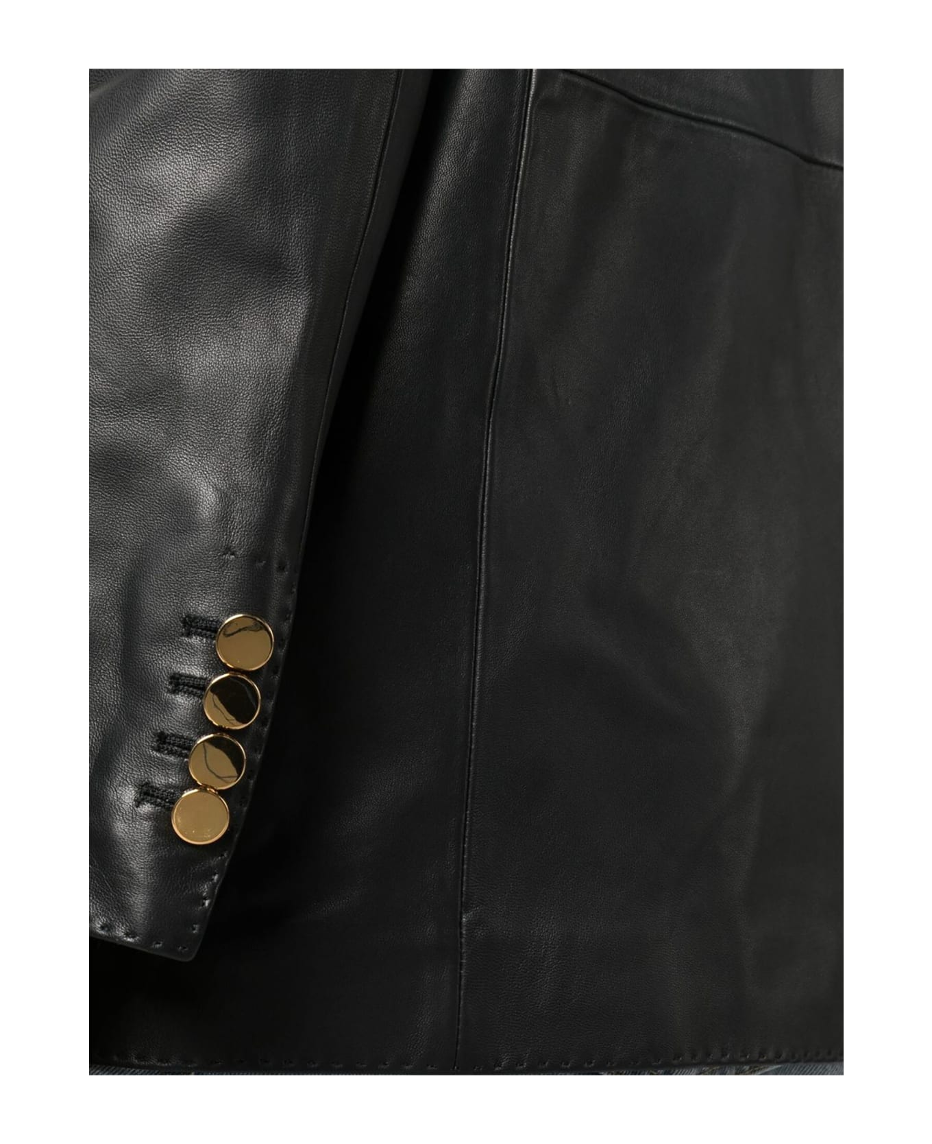 Tagliatore Black Leather Josie Blazer - Black コート