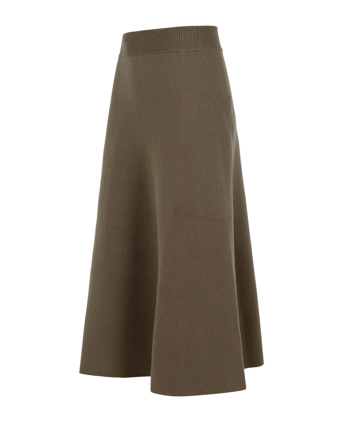 Lanvin Fine Knitted Flared Midi Skirt - Verde