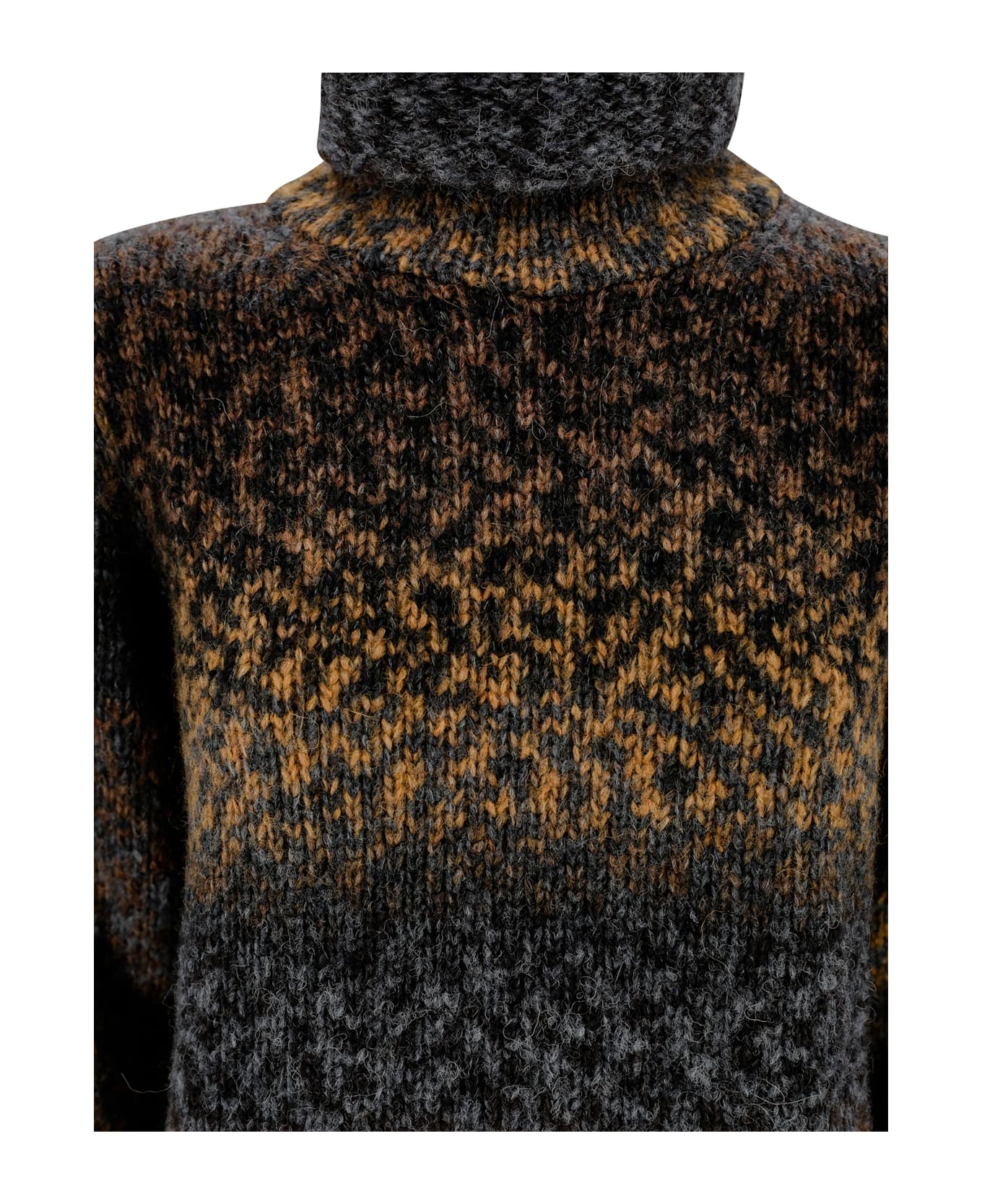 Kangra Patterned Jumper With High Neck - Black