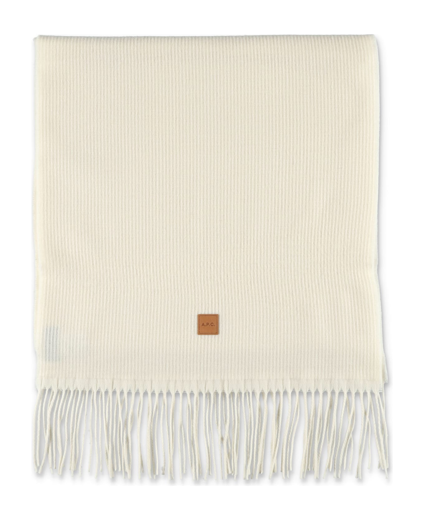 A.P.C. Aria Wool Scarf With Logo - ECRU