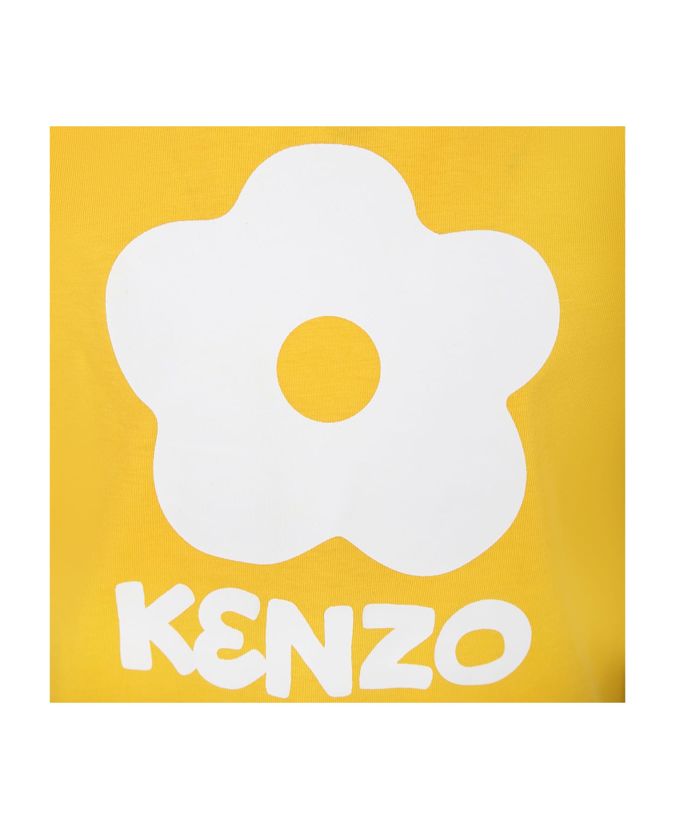 Kenzo Kids Yellow T-shirt For Girl With Flower - Yellow